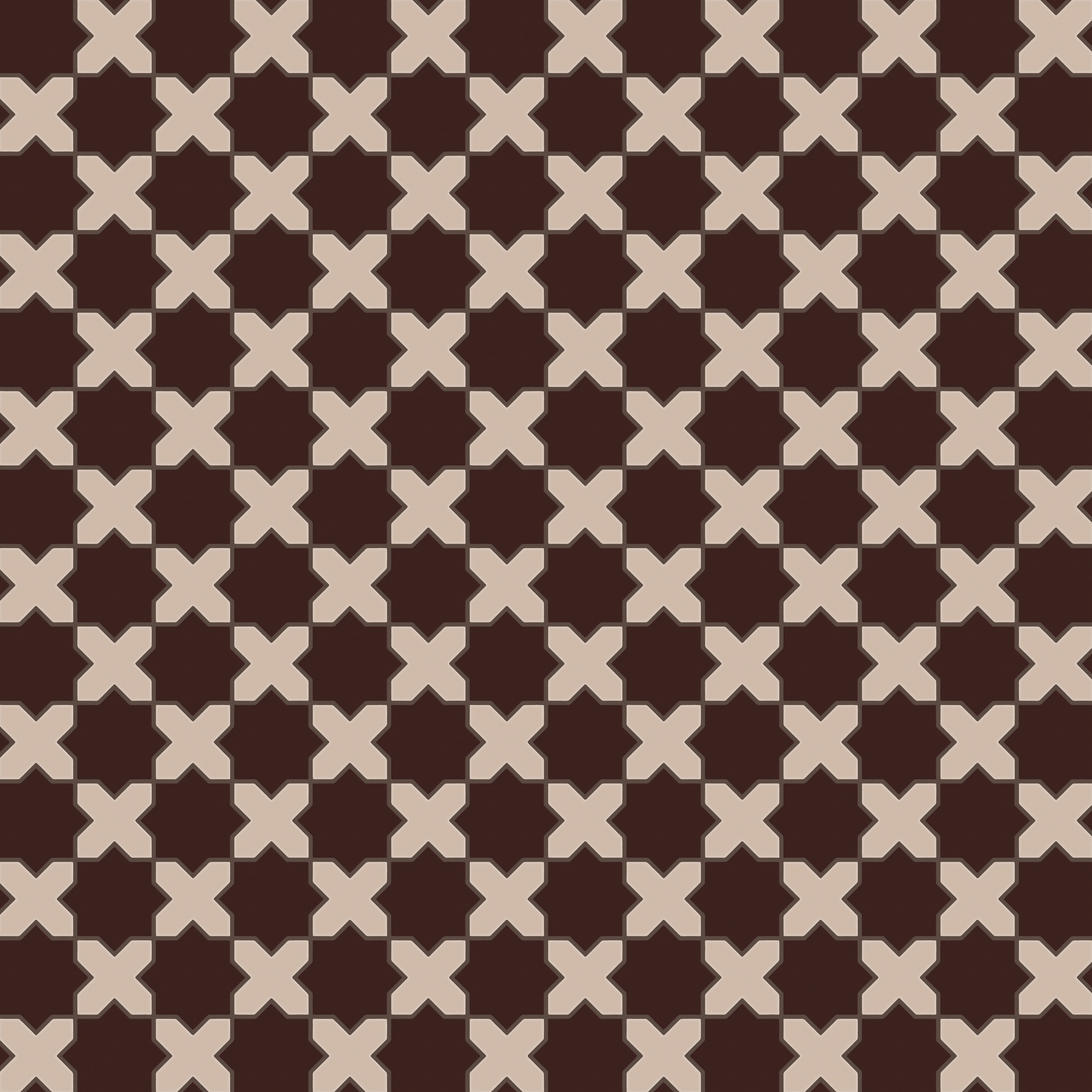 Mini Star & Cross Original Ceramic Tile in Garnet Matte & Sweet Pea Matte