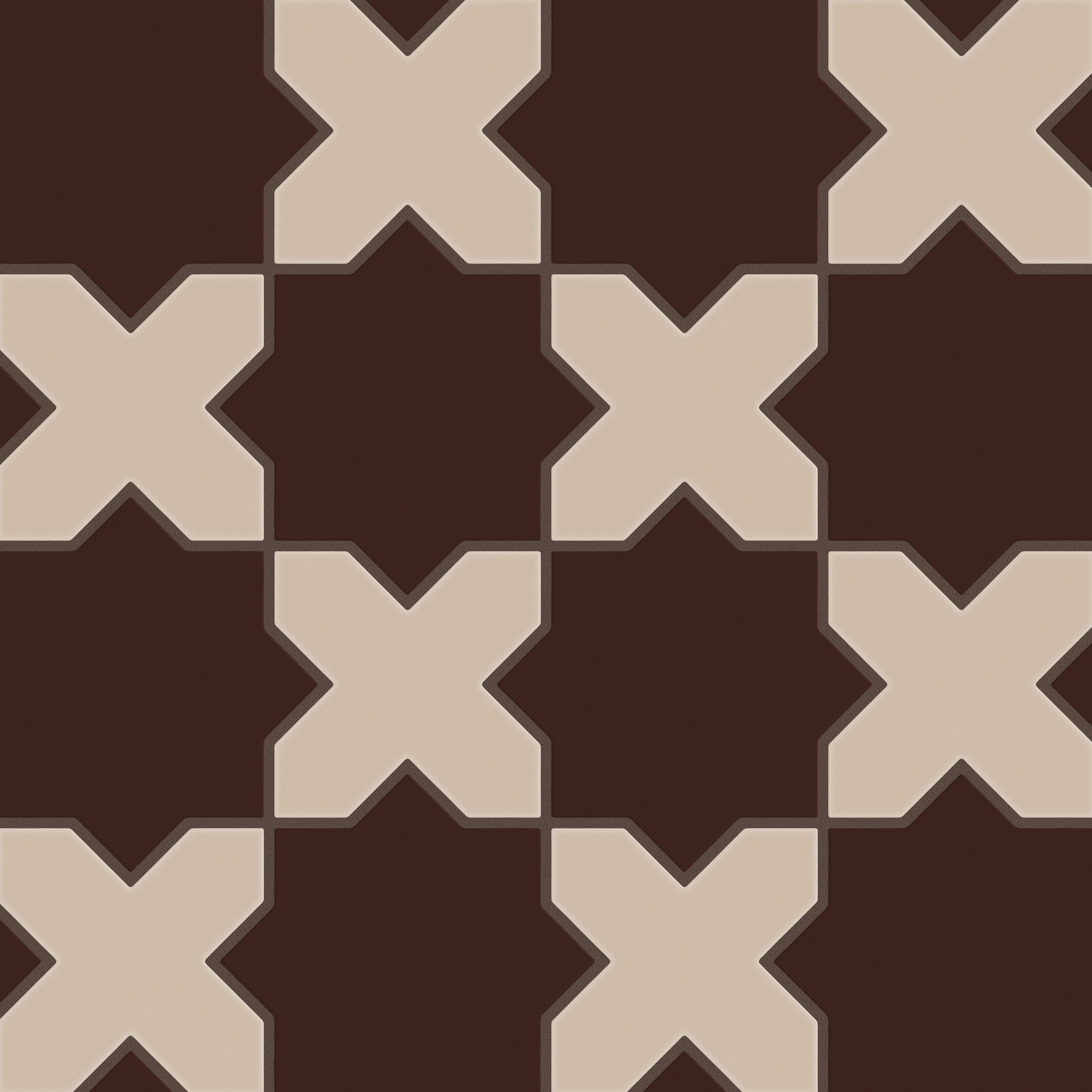 Star & Cross Original Ceramic Tile in Garnet Matte & Sweet Pea Matte