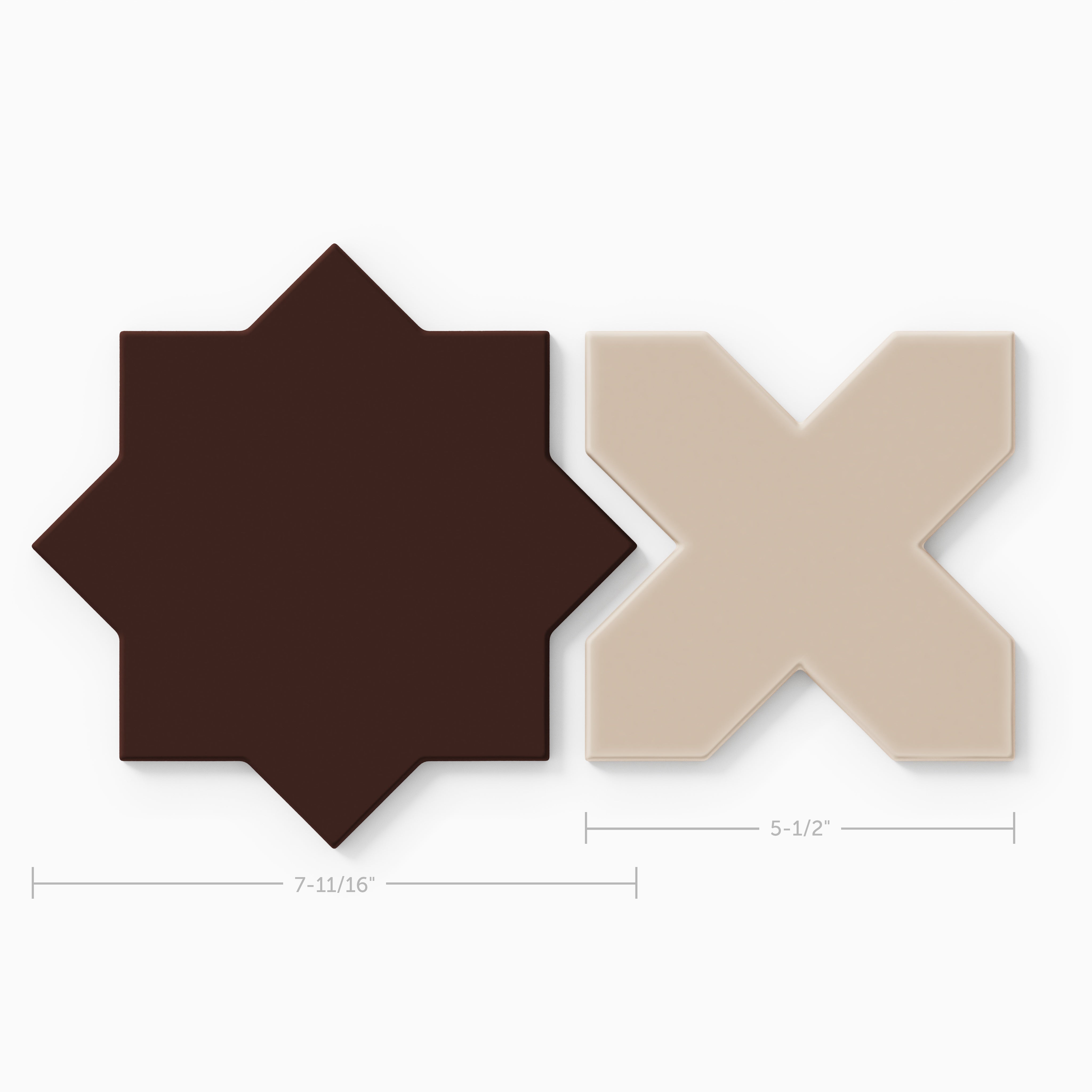 Star & Cross Original Ceramic Tile in Garnet Matte & Sweet Pea Matte