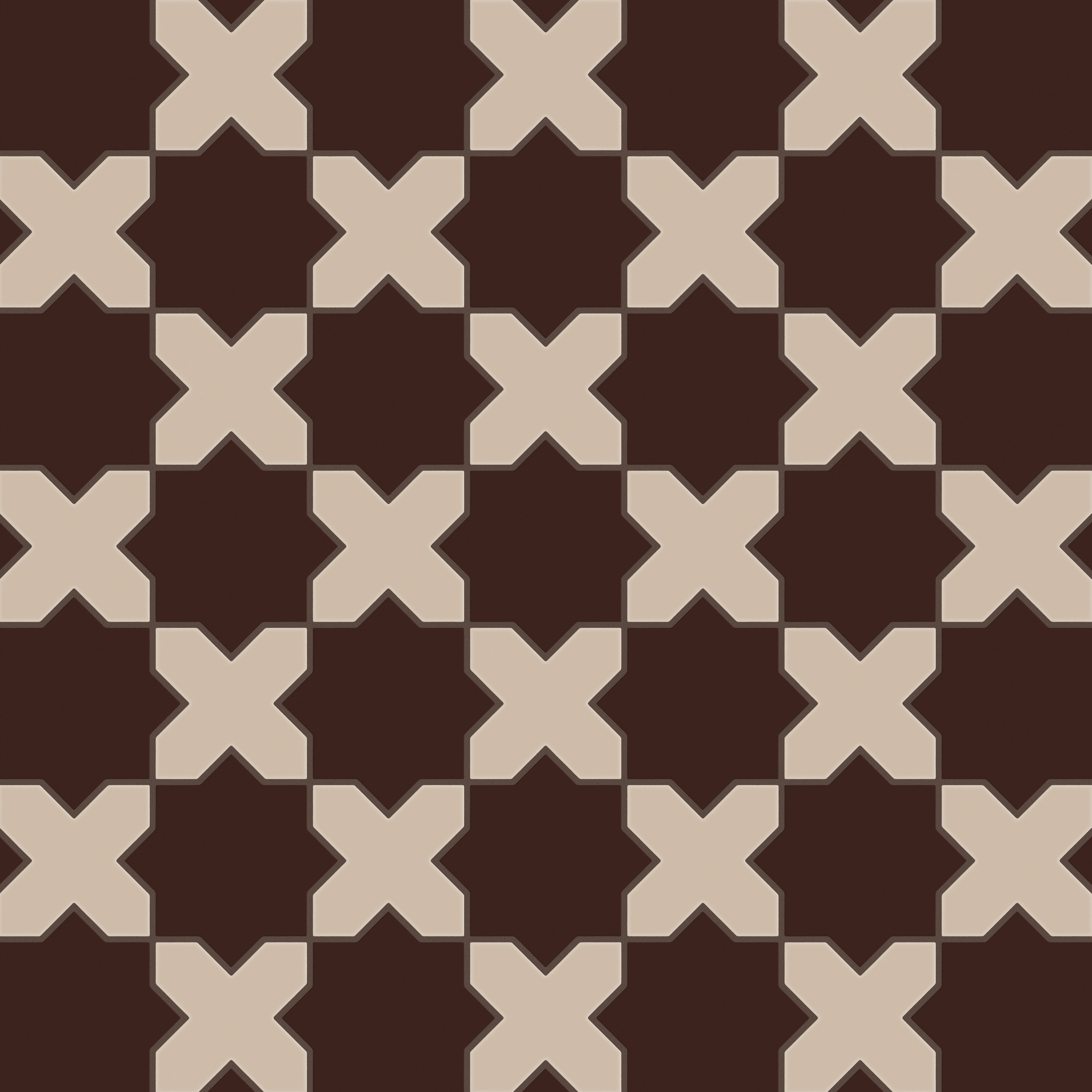 Star & Cross Original Ceramic Tile in Garnet Matte & Sweet Pea Matte
