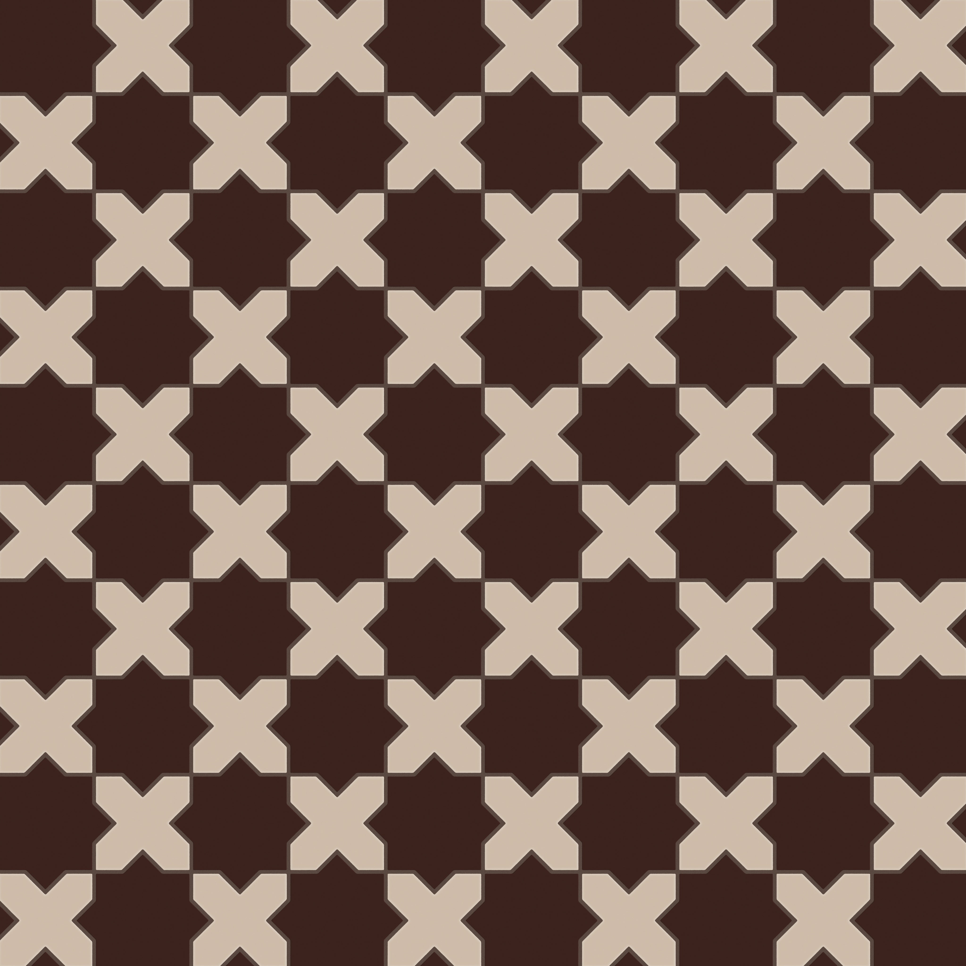 Star & Cross Original Ceramic Tile in Garnet Matte & Sweet Pea Matte