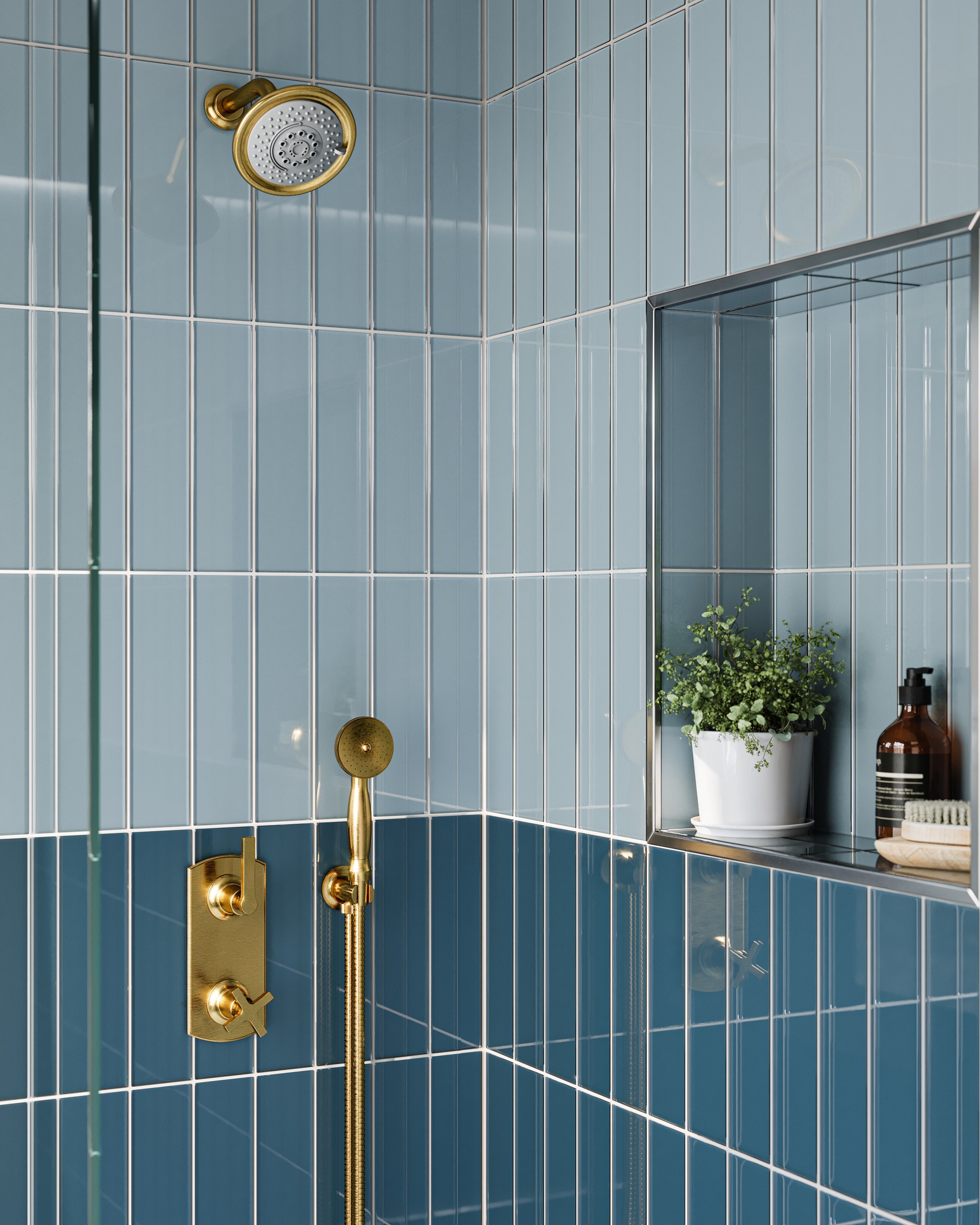 Emerson Thermostatic Shower/ Handshower - Lever Handle in Satin Brass