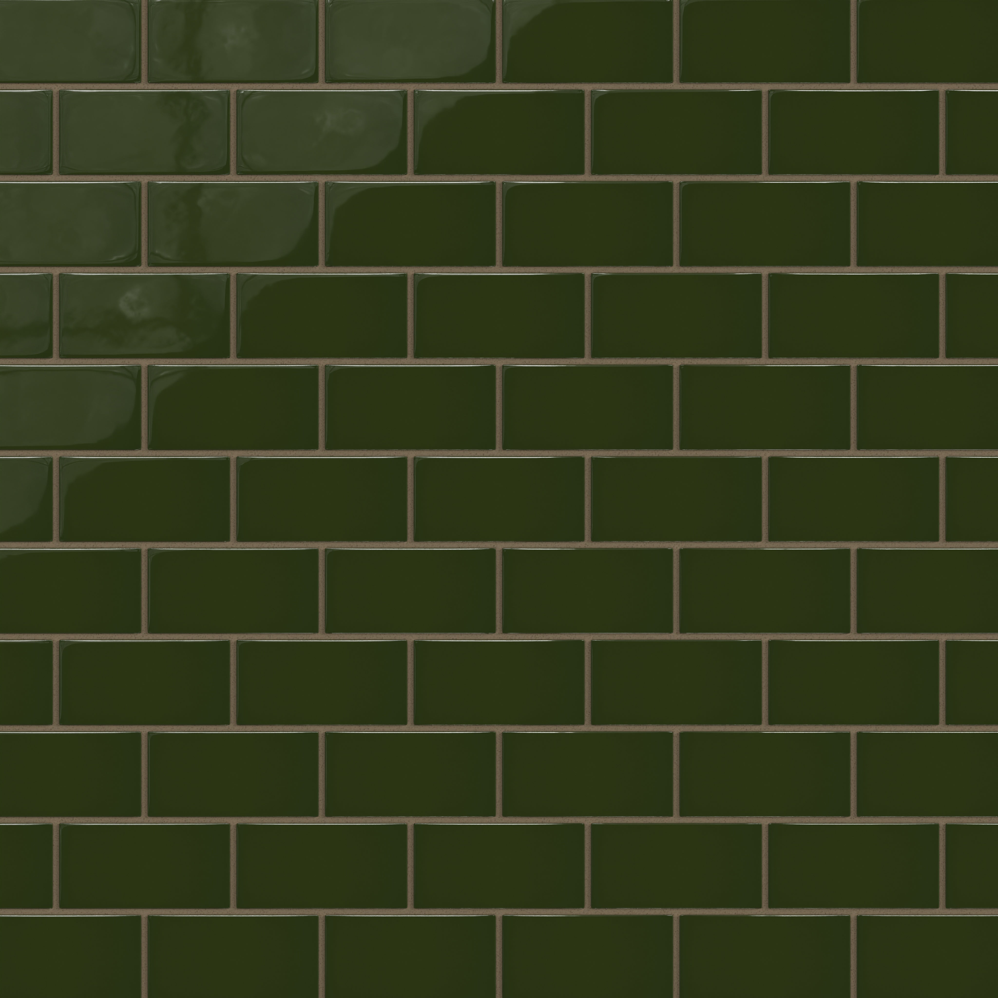 2x4 Half Offset Sheeted Natural Press Ceramic Mosaic Tile in Green Apatite Gloss