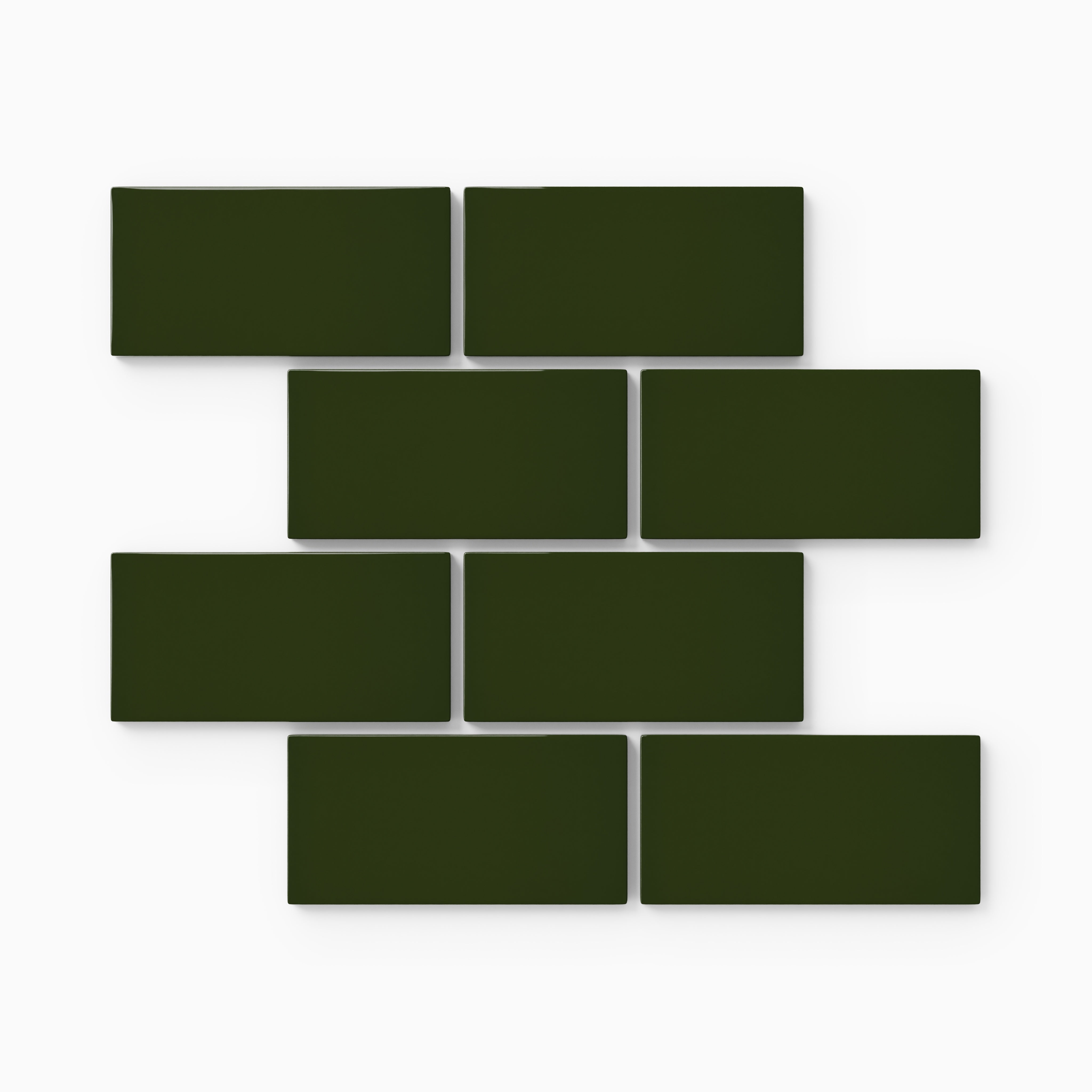 2x4 Half Offset Sheeted Natural Press Ceramic Mosaic Tile in Green Apatite Gloss