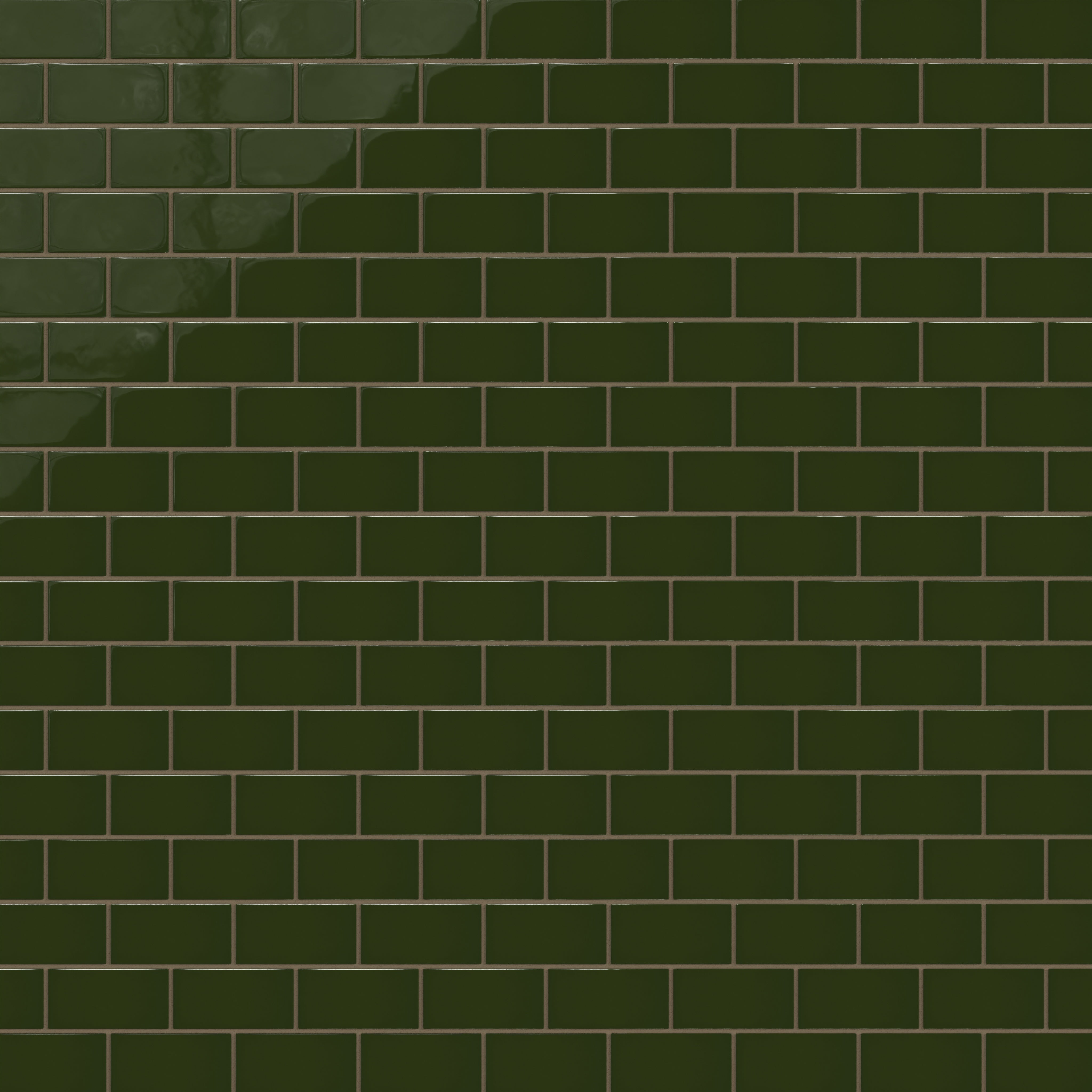 2x4 Half Offset Sheeted Natural Press Ceramic Mosaic Tile in Green Apatite Gloss