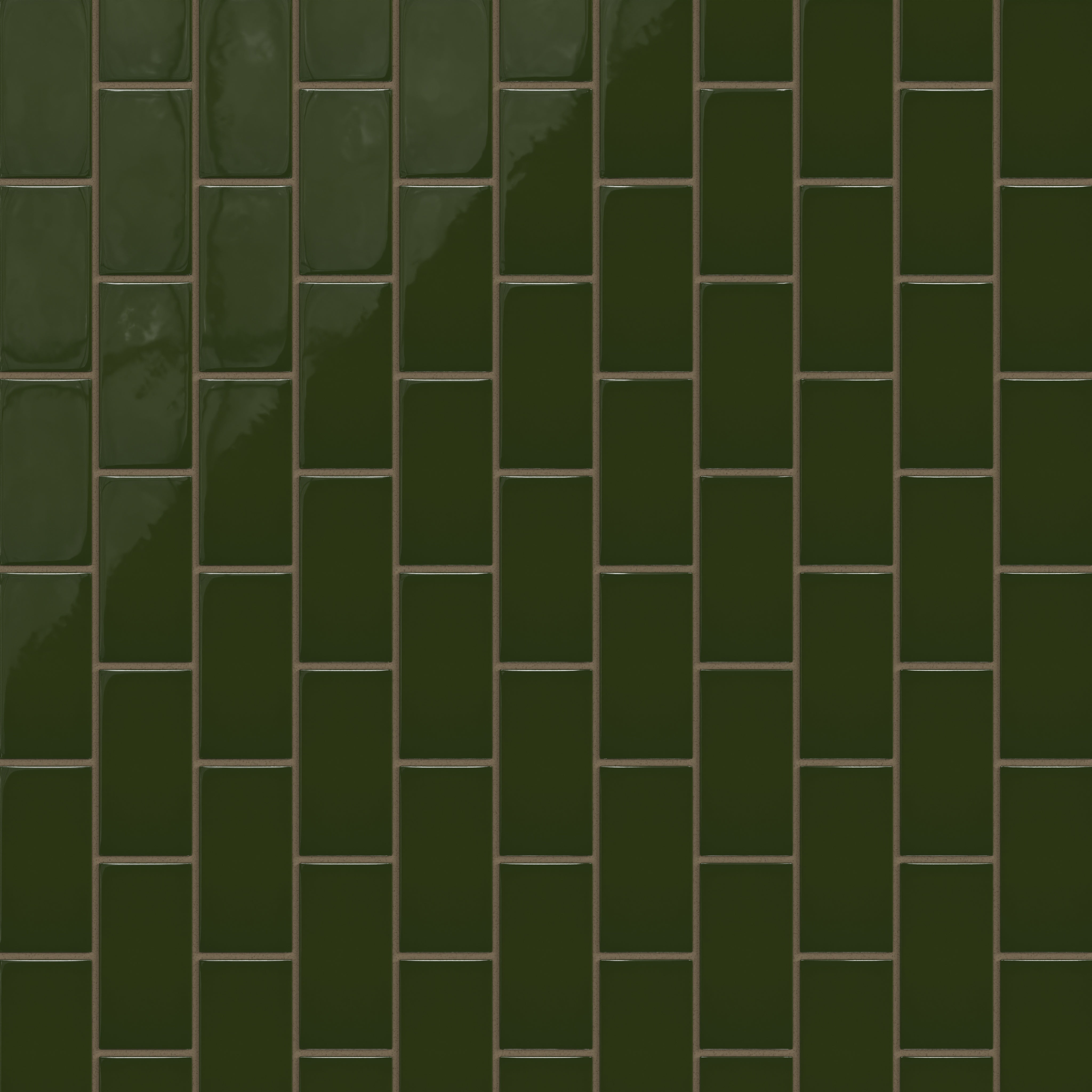 2x4 Half Offset Sheeted Natural Press Ceramic Mosaic Tile in Green Apatite Gloss