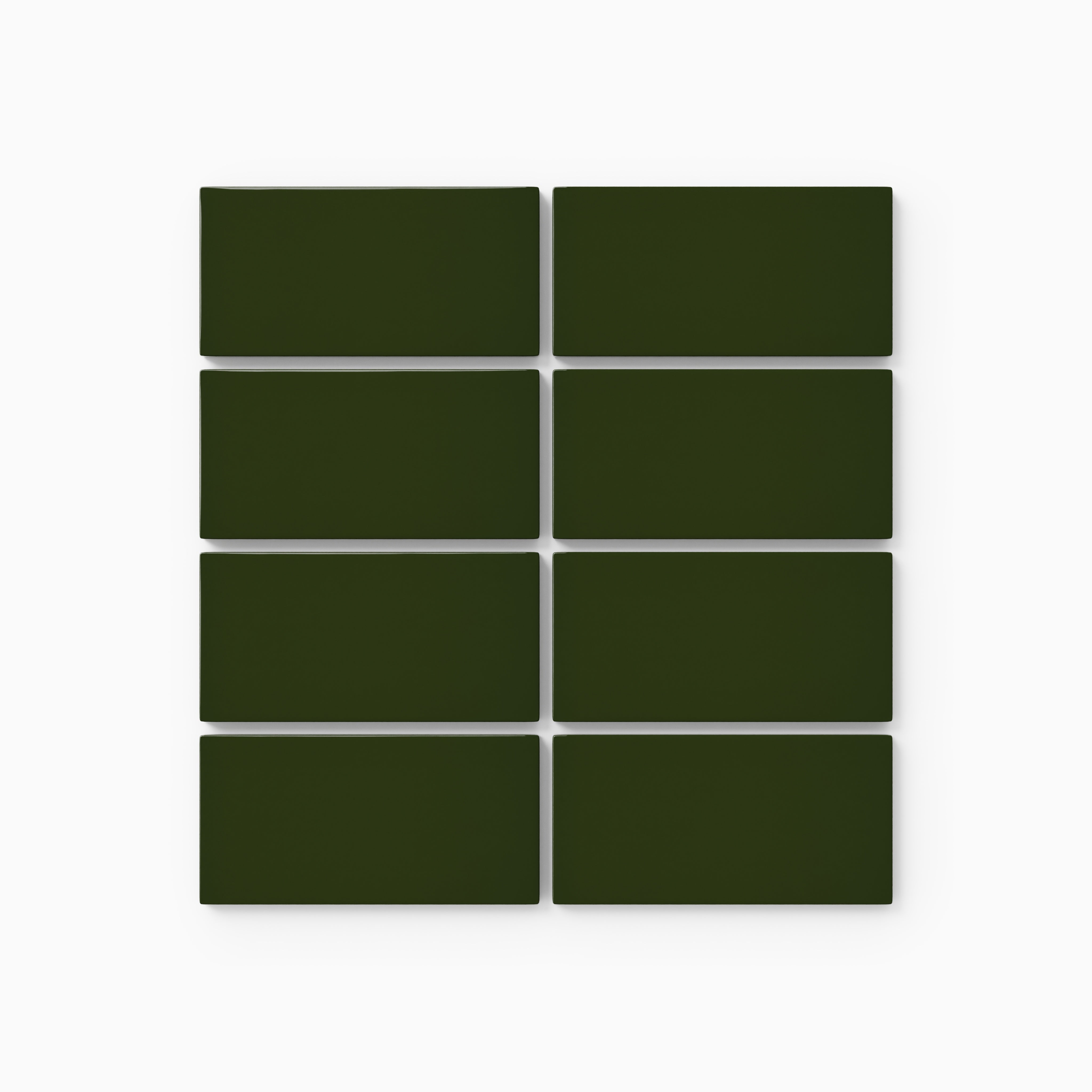 2x4 Straight Set Sheeted Natural Press Ceramic Mosaic Tile in Green Apatite Gloss