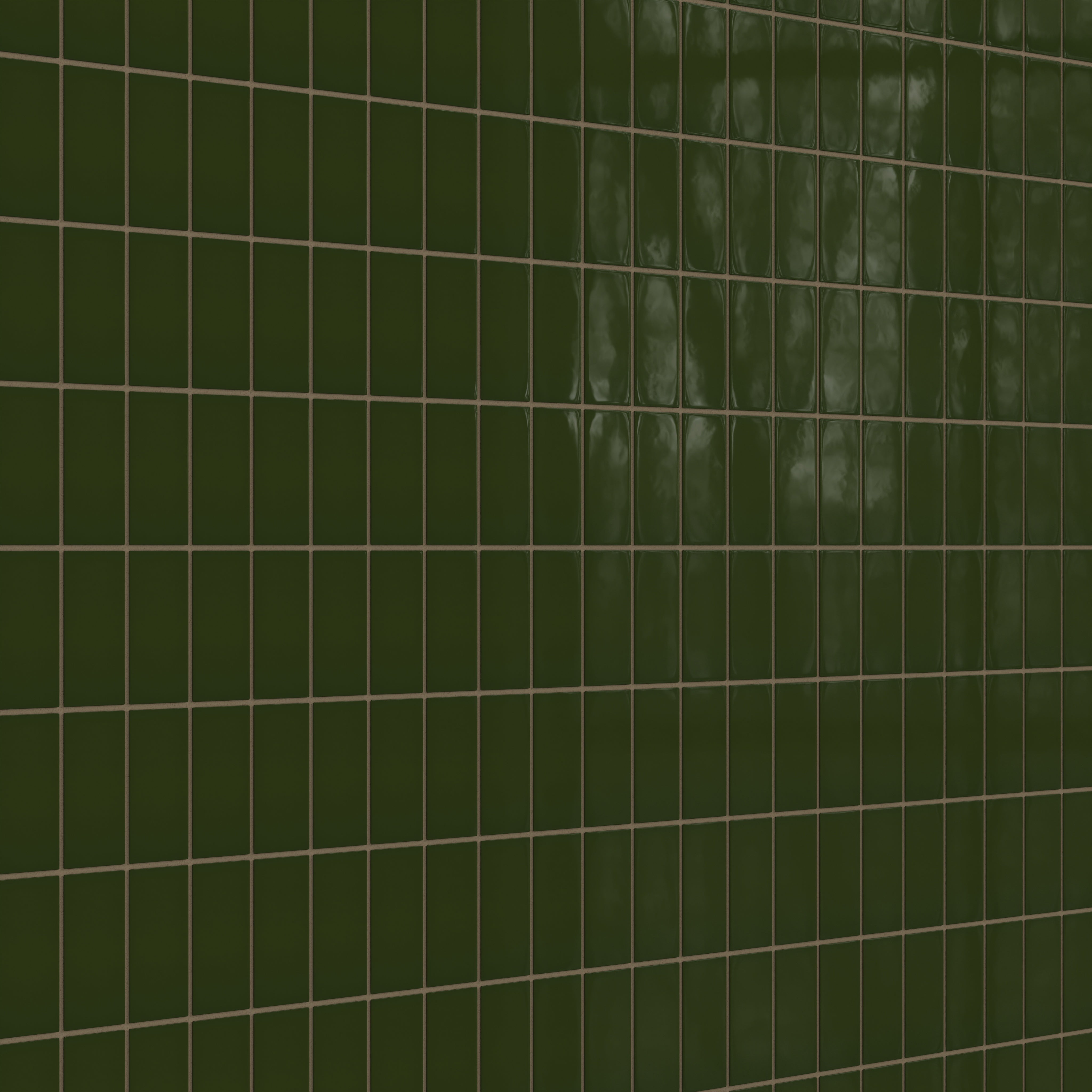 2x4 Straight Set Sheeted Natural Press Ceramic Mosaic Tile in Green Apatite Gloss