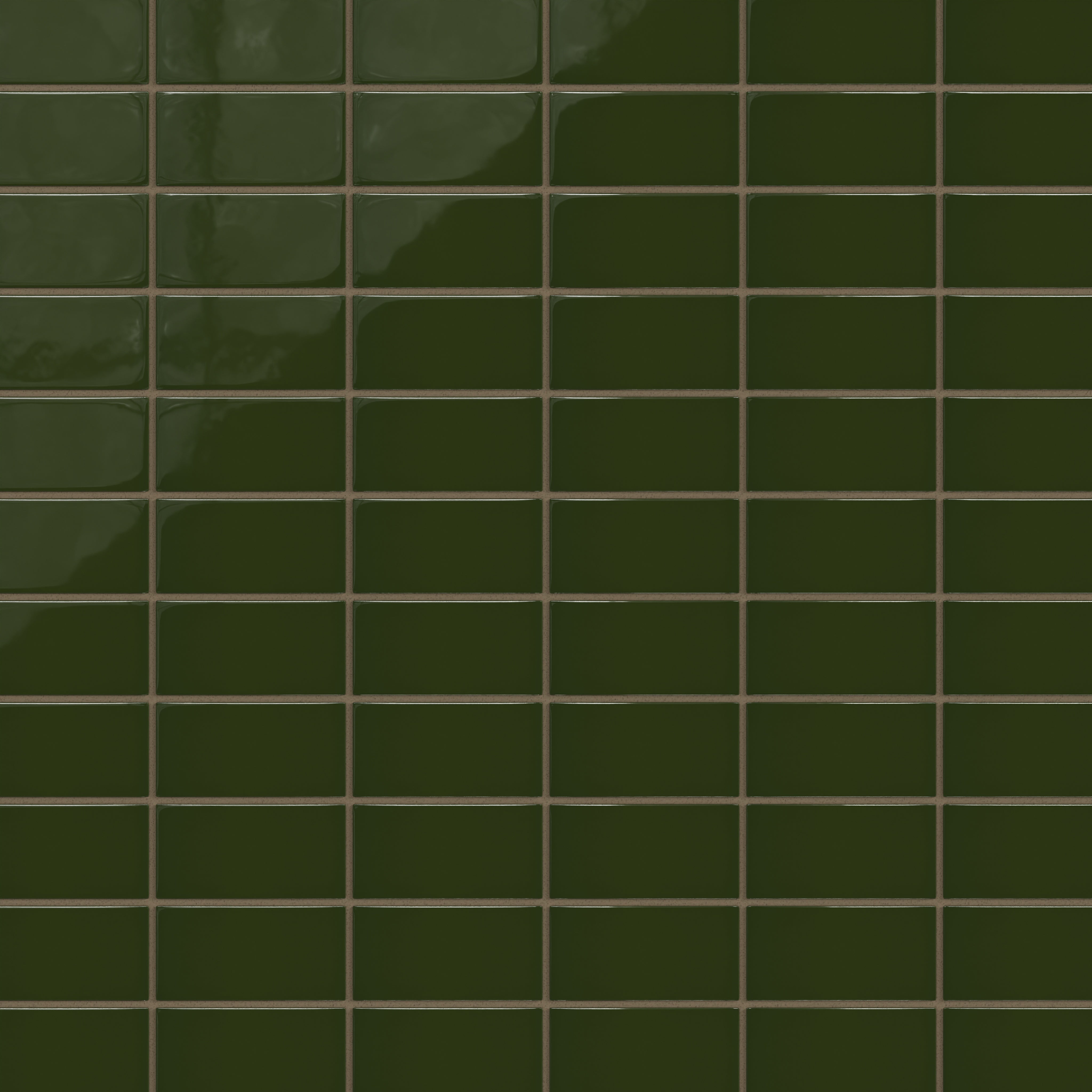 2x4 Straight Set Sheeted Natural Press Ceramic Mosaic Tile in Green Apatite Gloss