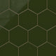 8" Hexagon Natural Press Ceramic Tile in Green Apatite Gloss