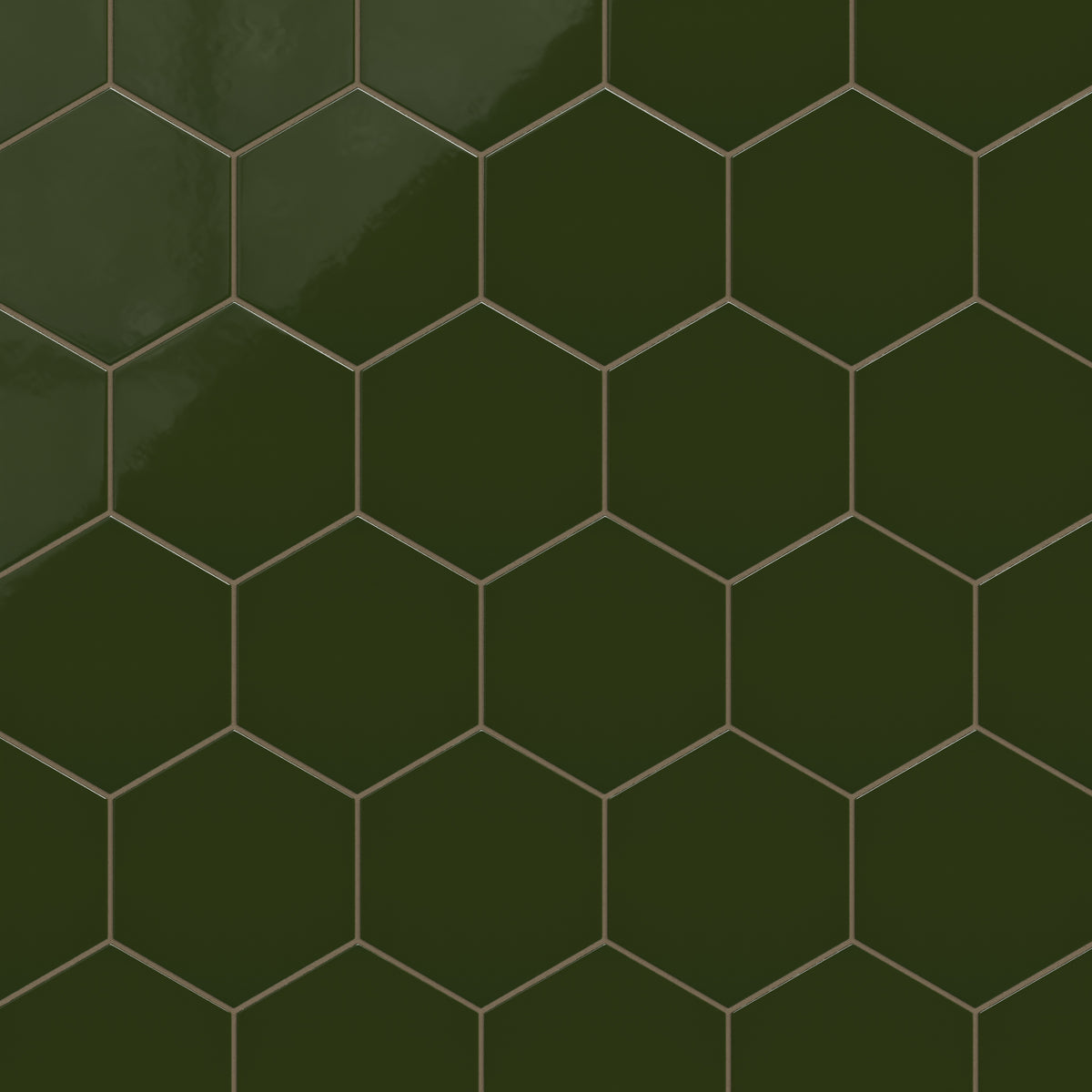 8" Hexagon Natural Press Ceramic Tile in Green Apatite Gloss