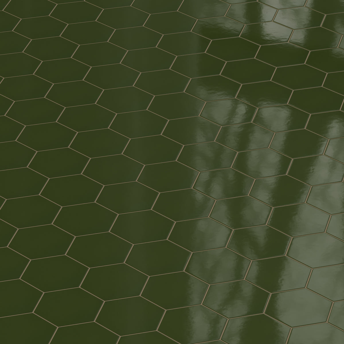 8" Hexagon Natural Press Ceramic Tile in Green Apatite Gloss