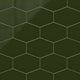Elongated Hexagon Natural Press Ceramic Tile in Green Apatite Gloss