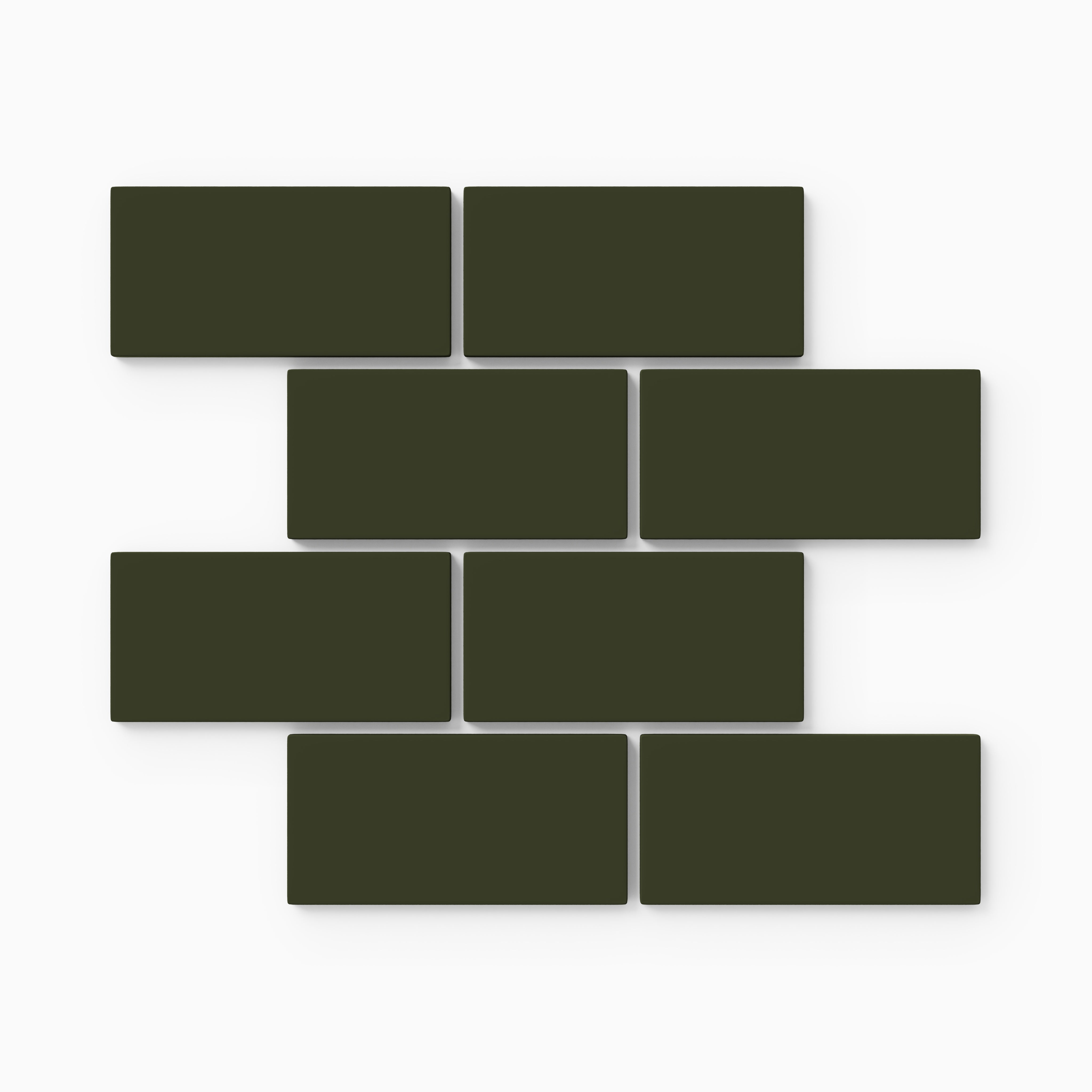 2x4 Half Offset Sheeted Natural Press Ceramic Mosaic Tile in Green Apatite Matte