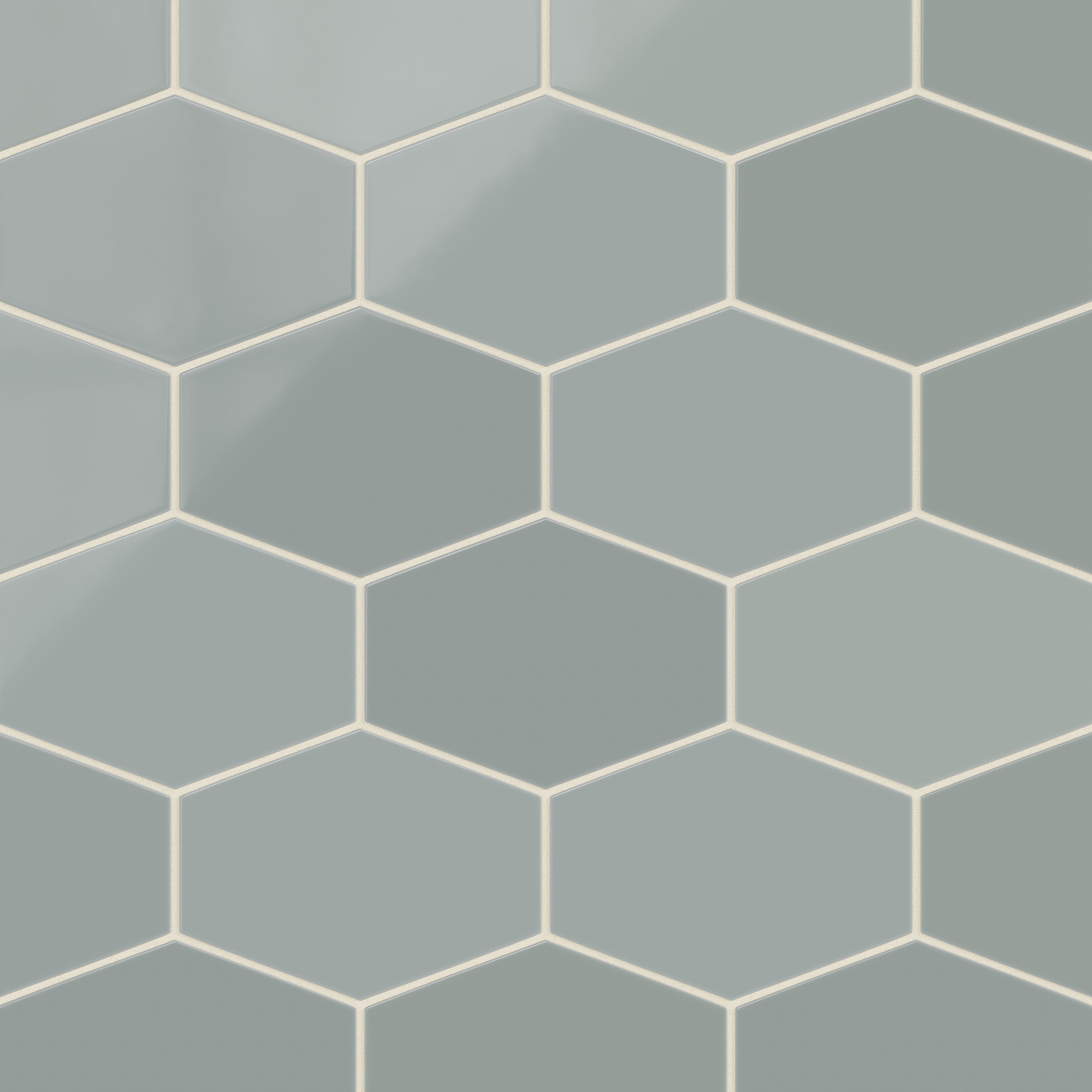 Elongated Hexagon Natural Press Ceramic Tile in Hood River Gloss