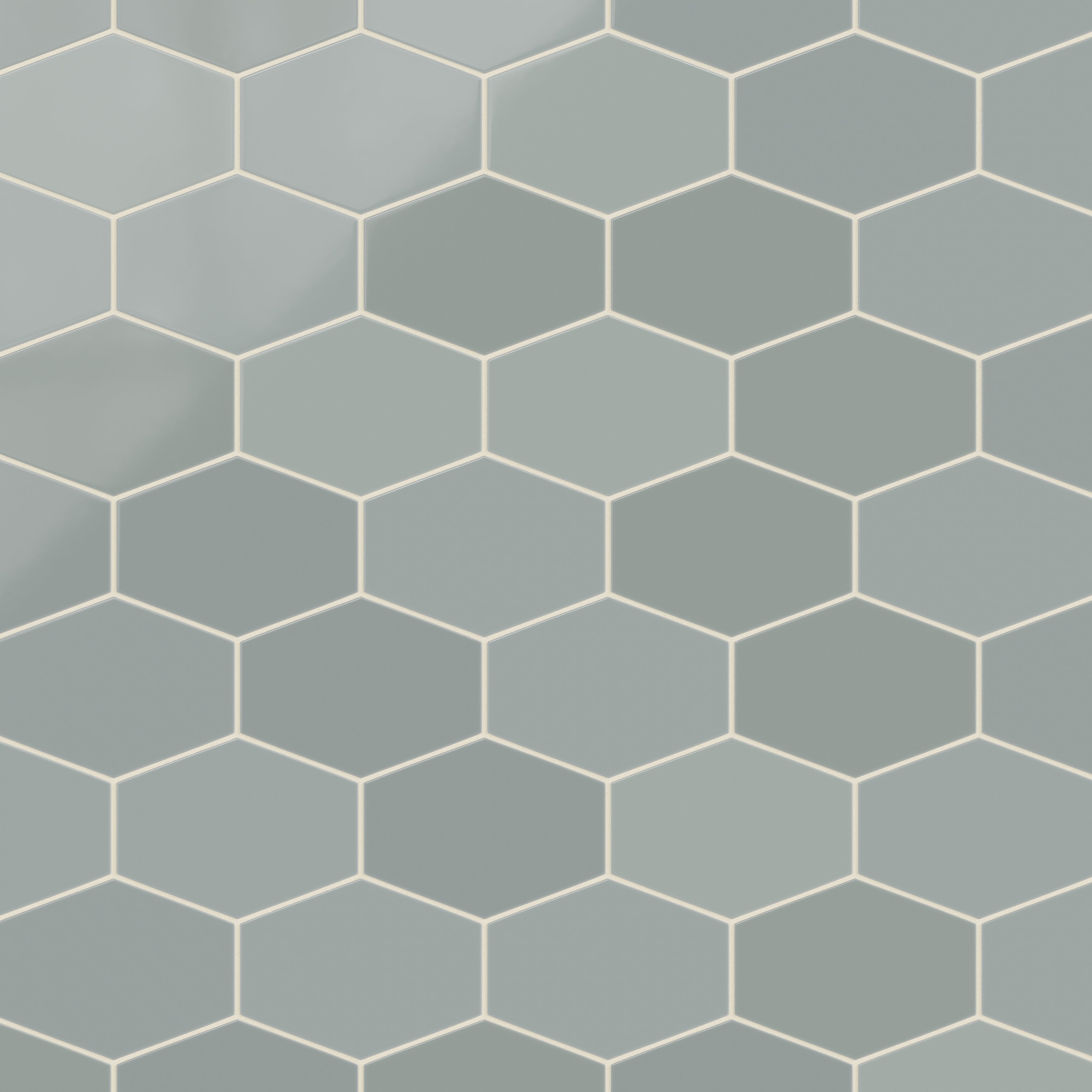 Elongated Hexagon Natural Press Ceramic Tile in Hood River Gloss