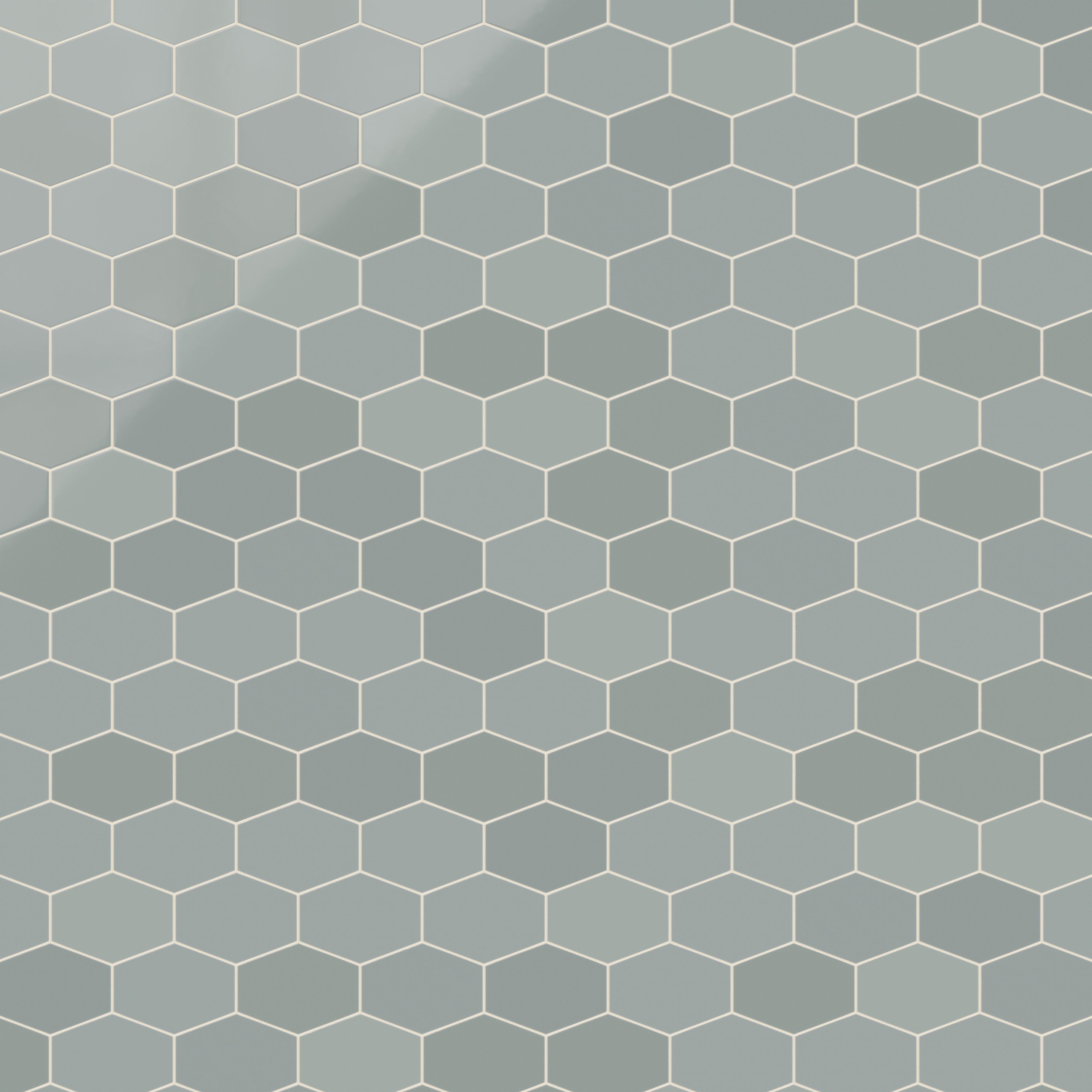 Elongated Hexagon Natural Press Ceramic Tile in Hood River Gloss