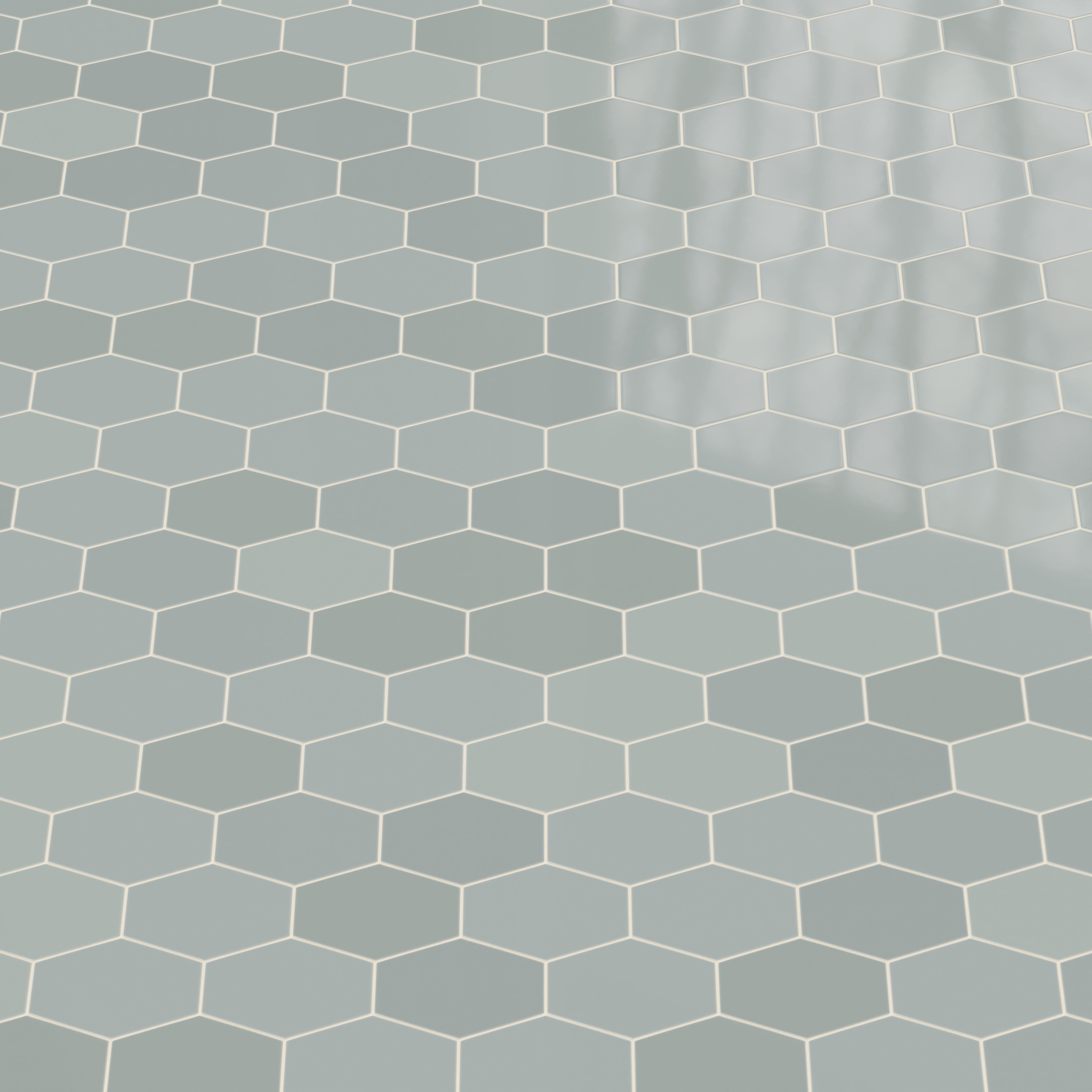 Elongated Hexagon Natural Press Ceramic Tile in Hood River Gloss