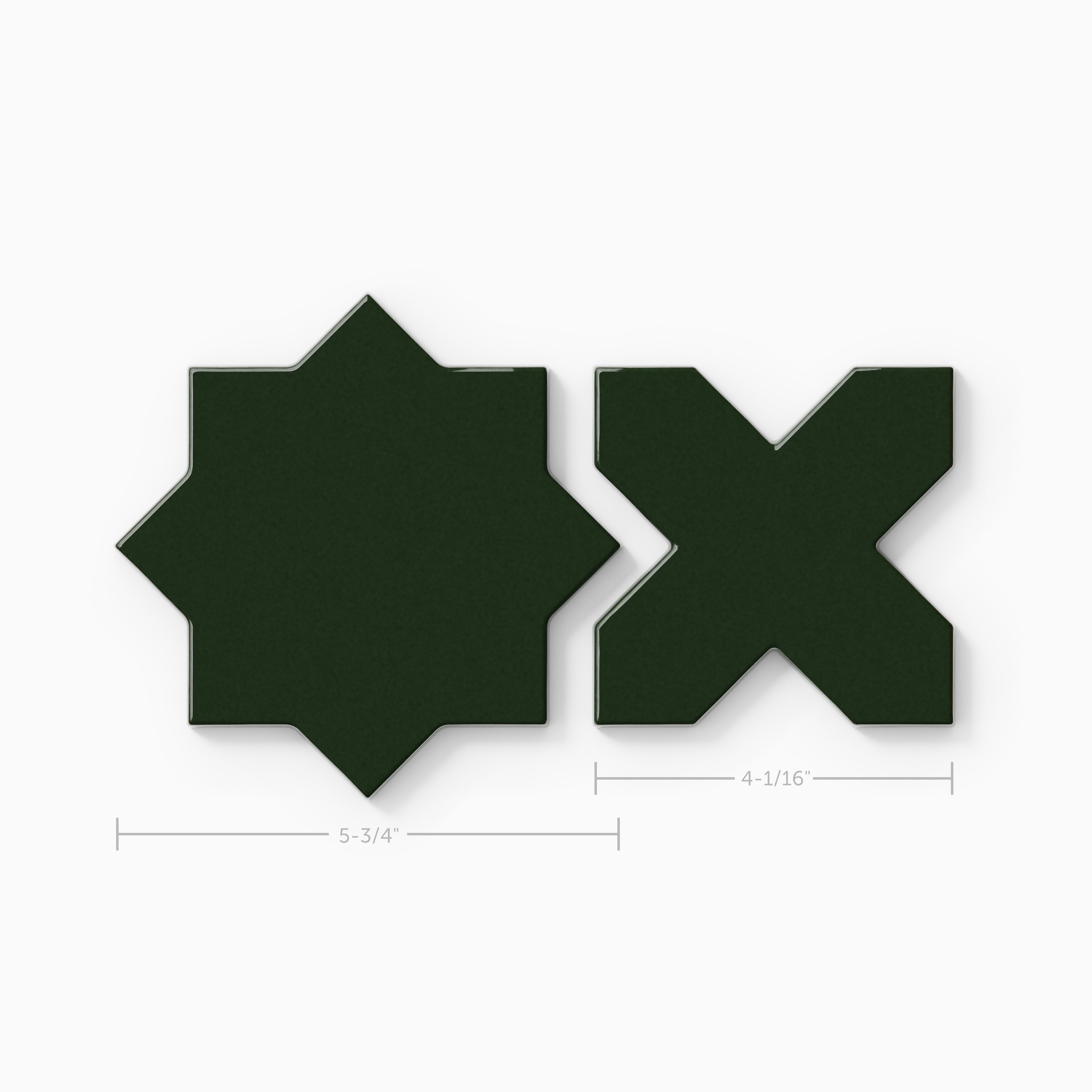 Mini Star & Cross Original Ceramic Tile in Hunter Green Gloss