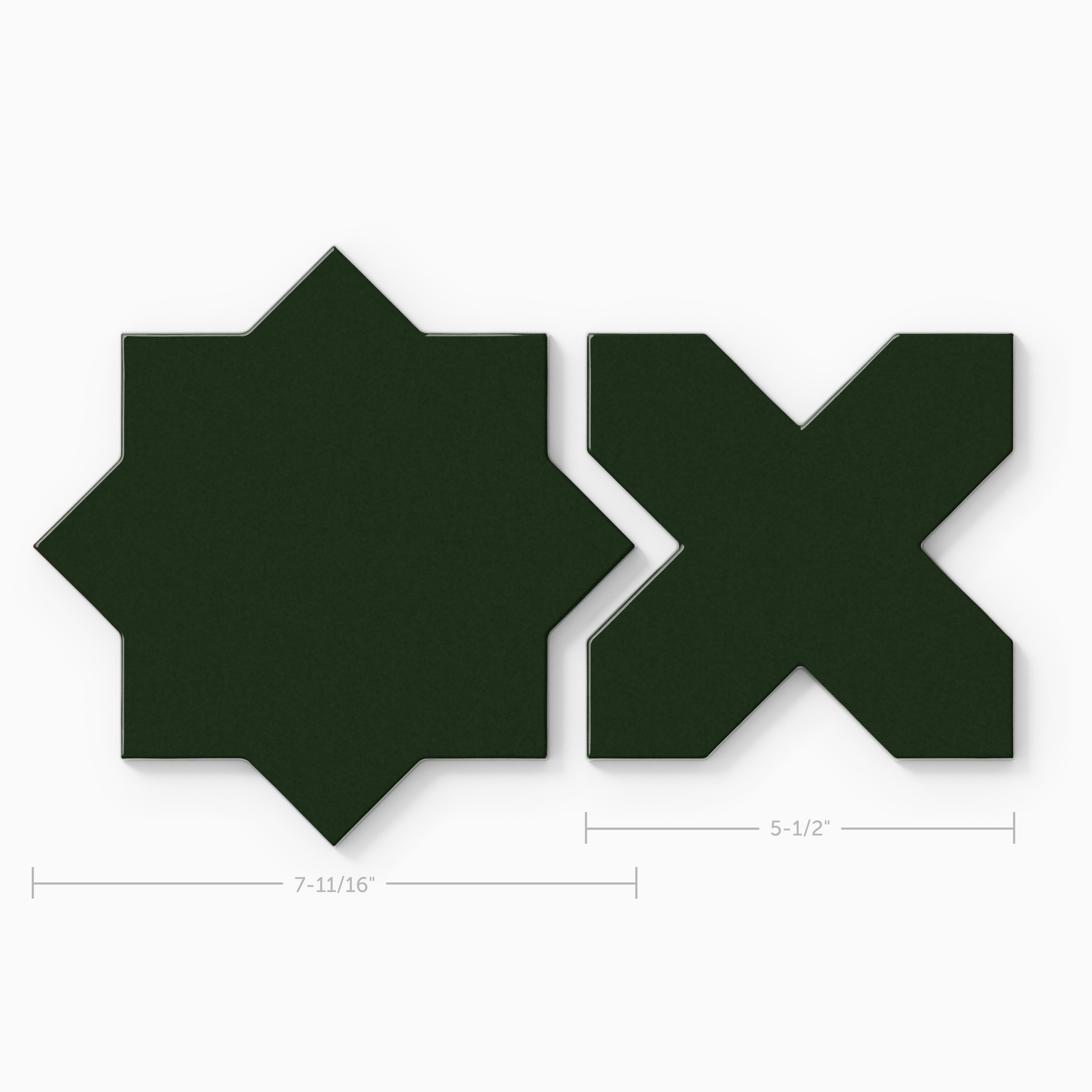 Star & Cross Original Ceramic Tile in Hunter Green Gloss