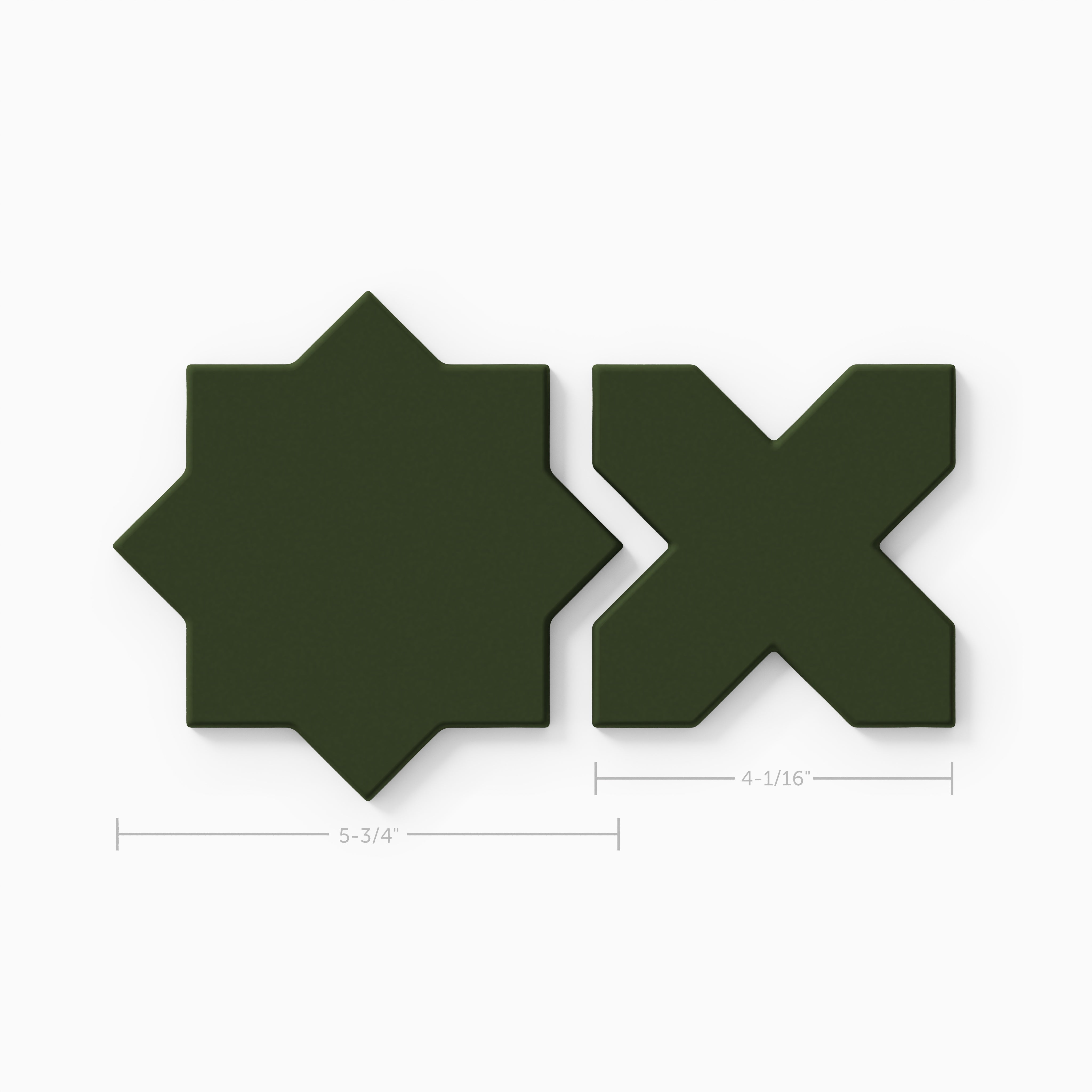 Mini Star & Cross Original Ceramic Tile in Hunter Green Matte