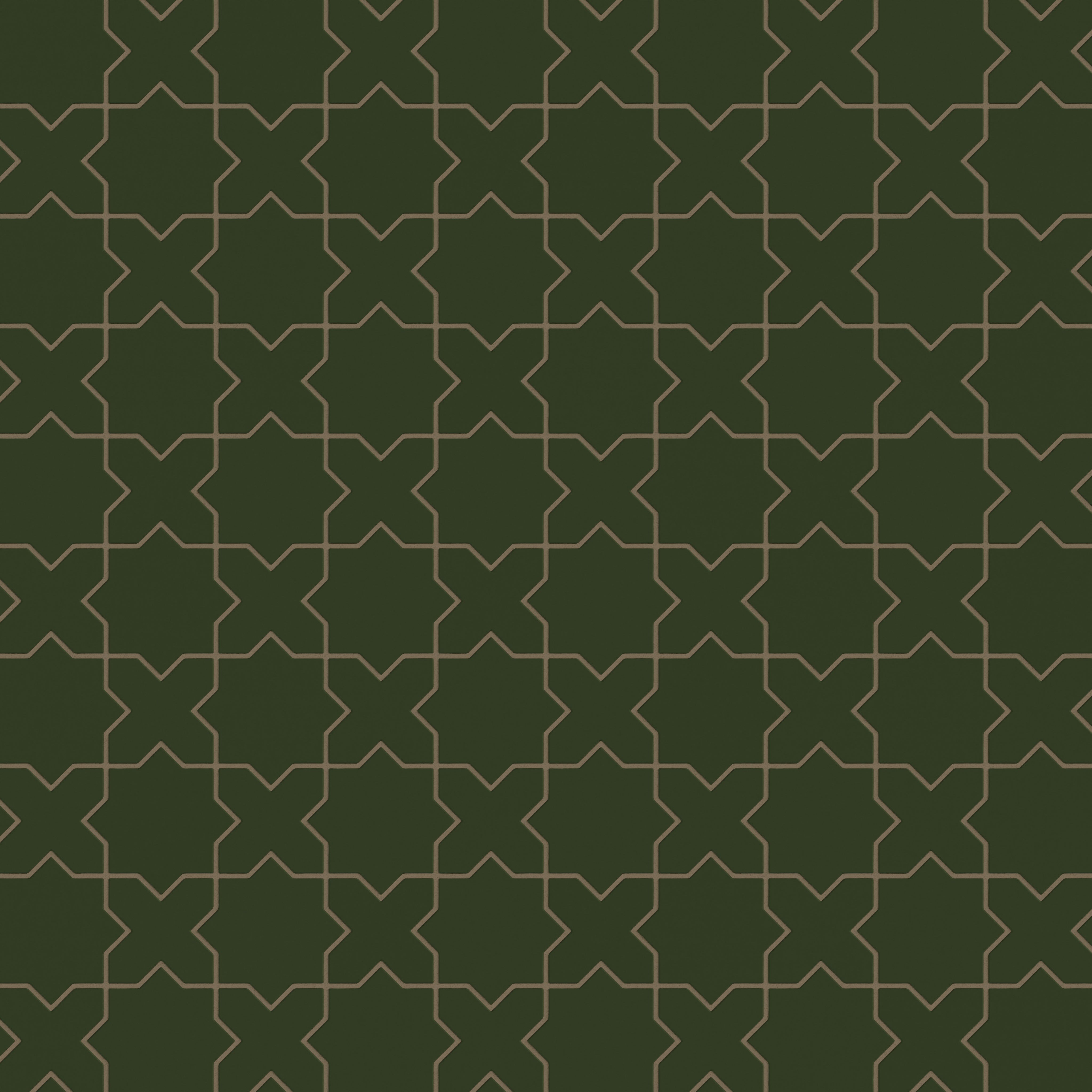 Mini Star & Cross Original Ceramic Tile in Hunter Green Matte
