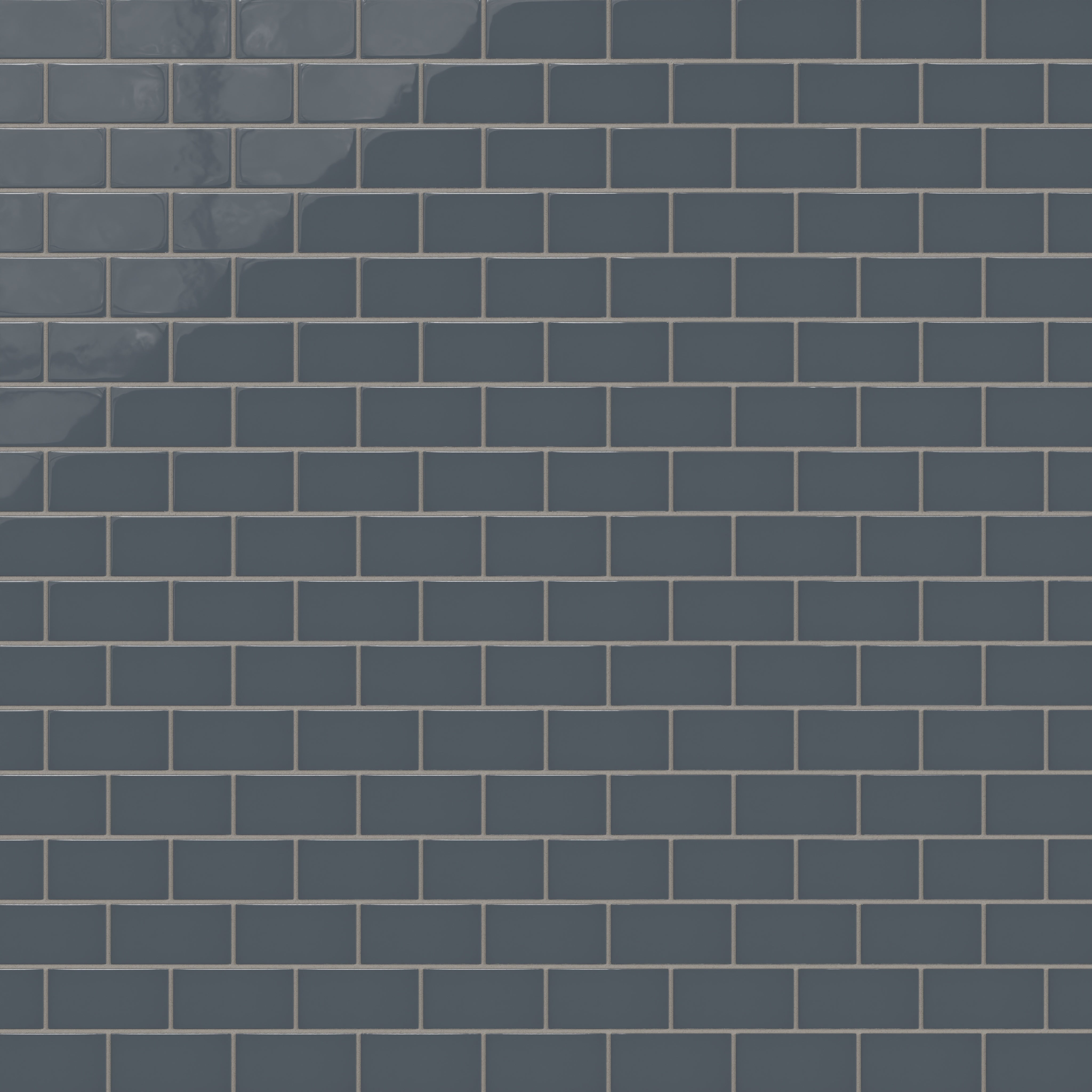 2x4 Half Offset Sheeted Natural Press Ceramic Mosaic Tile in Indigo Gloss
