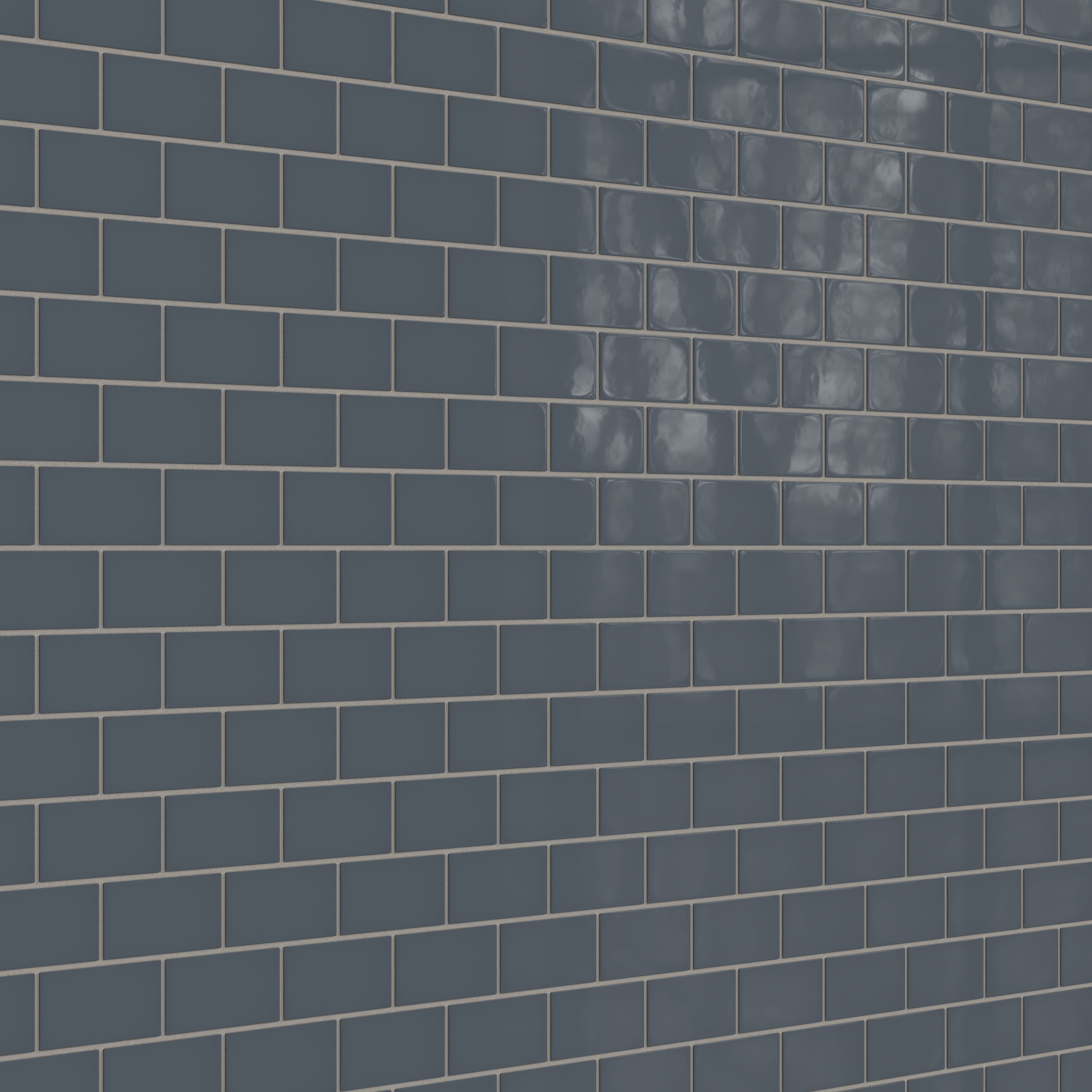 2x4 Half Offset Sheeted Natural Press Ceramic Mosaic Tile in Indigo Gloss
