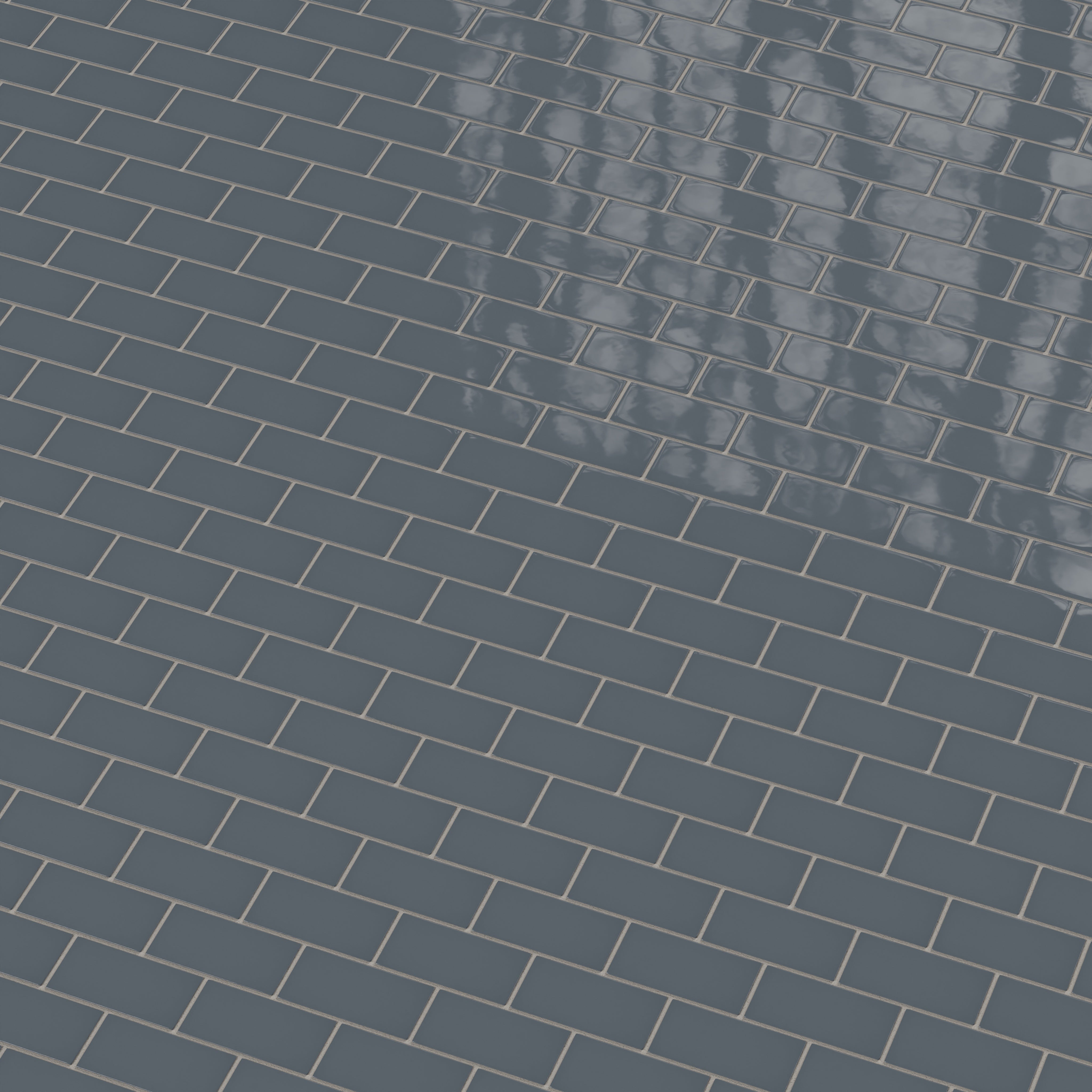 2x4 Half Offset Sheeted Natural Press Ceramic Mosaic Tile in Indigo Gloss