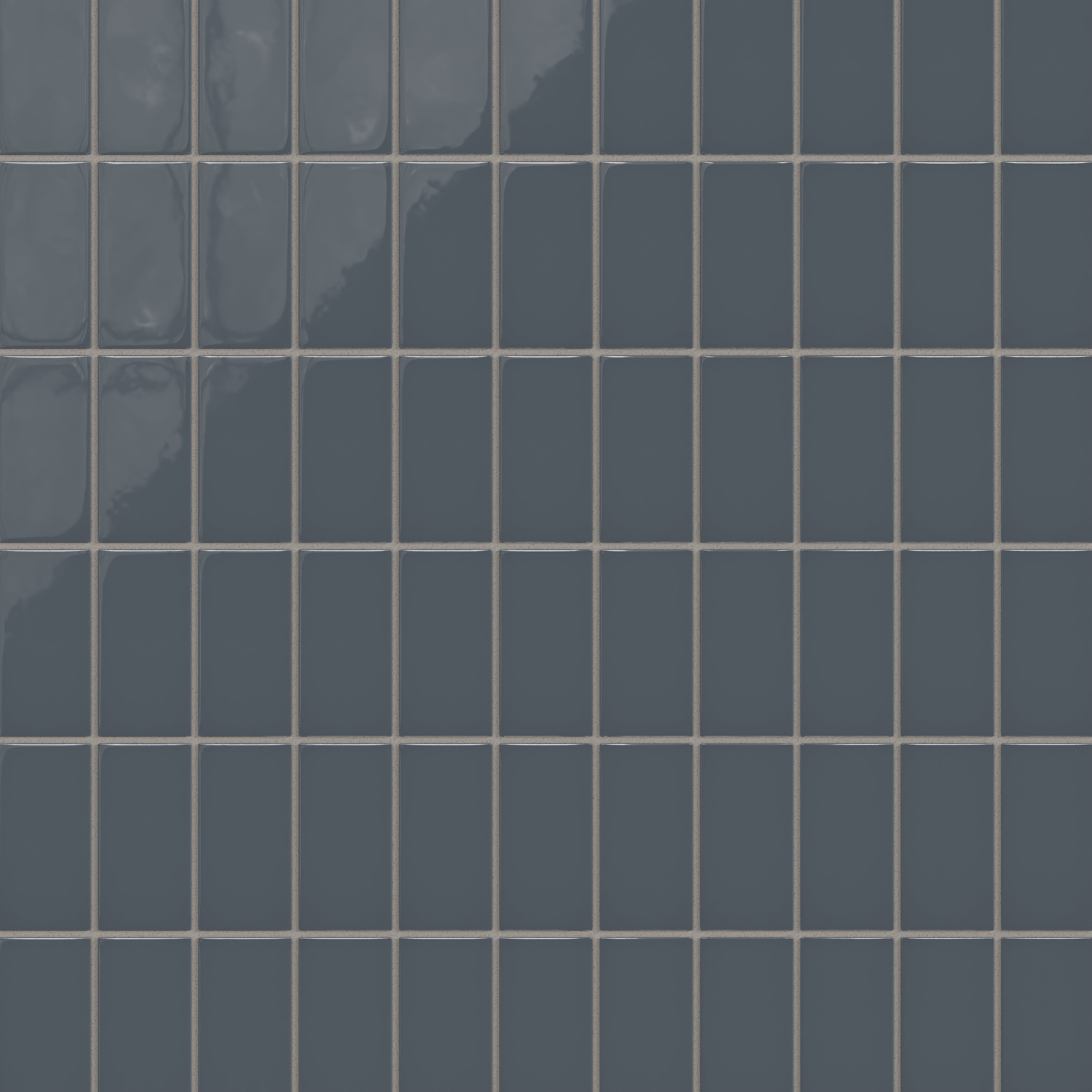 2x4 Straight Set Sheeted Natural Press Ceramic Mosaic Tile in Indigo Gloss