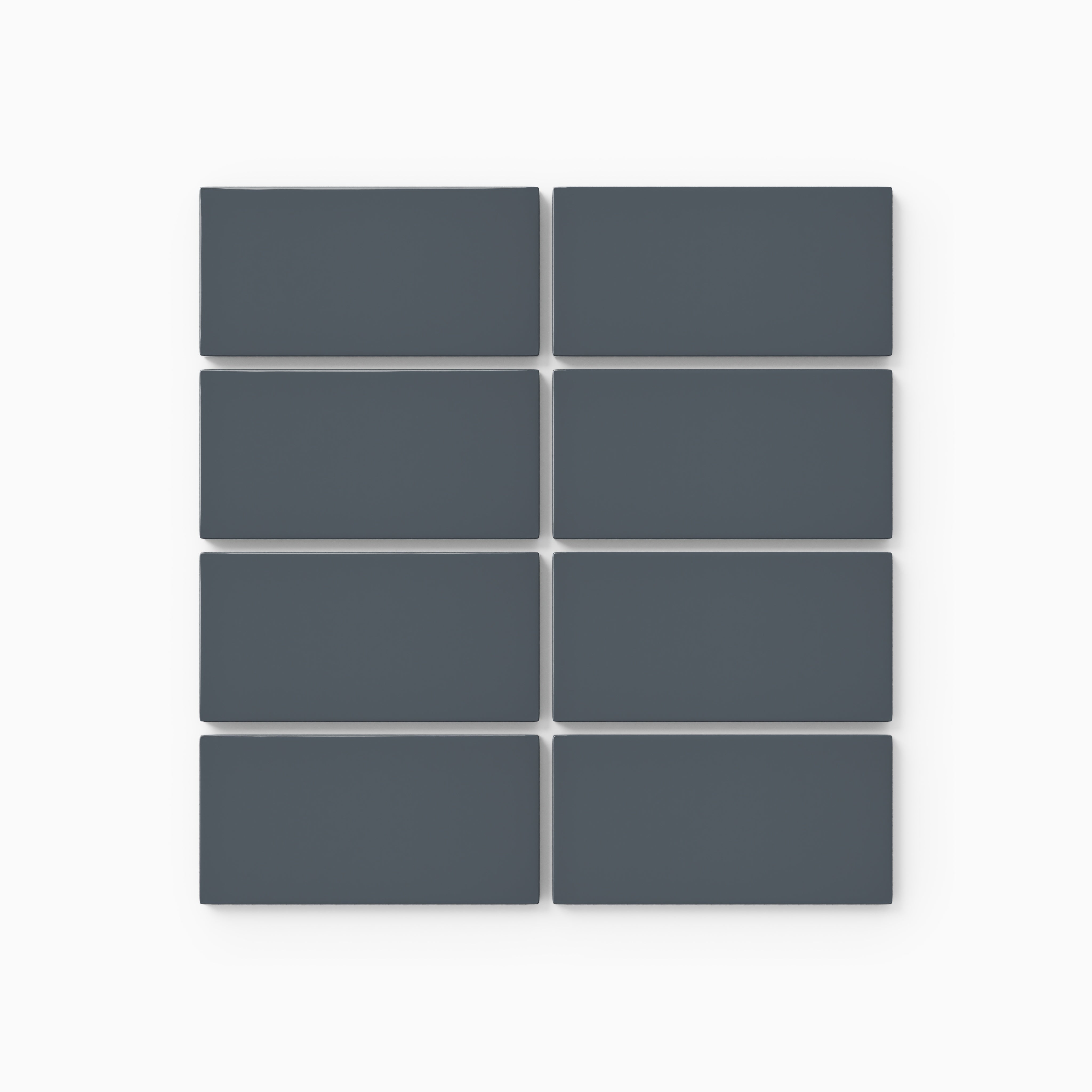 2x4 Straight Set Sheeted Natural Press Ceramic Mosaic Tile in Indigo Gloss