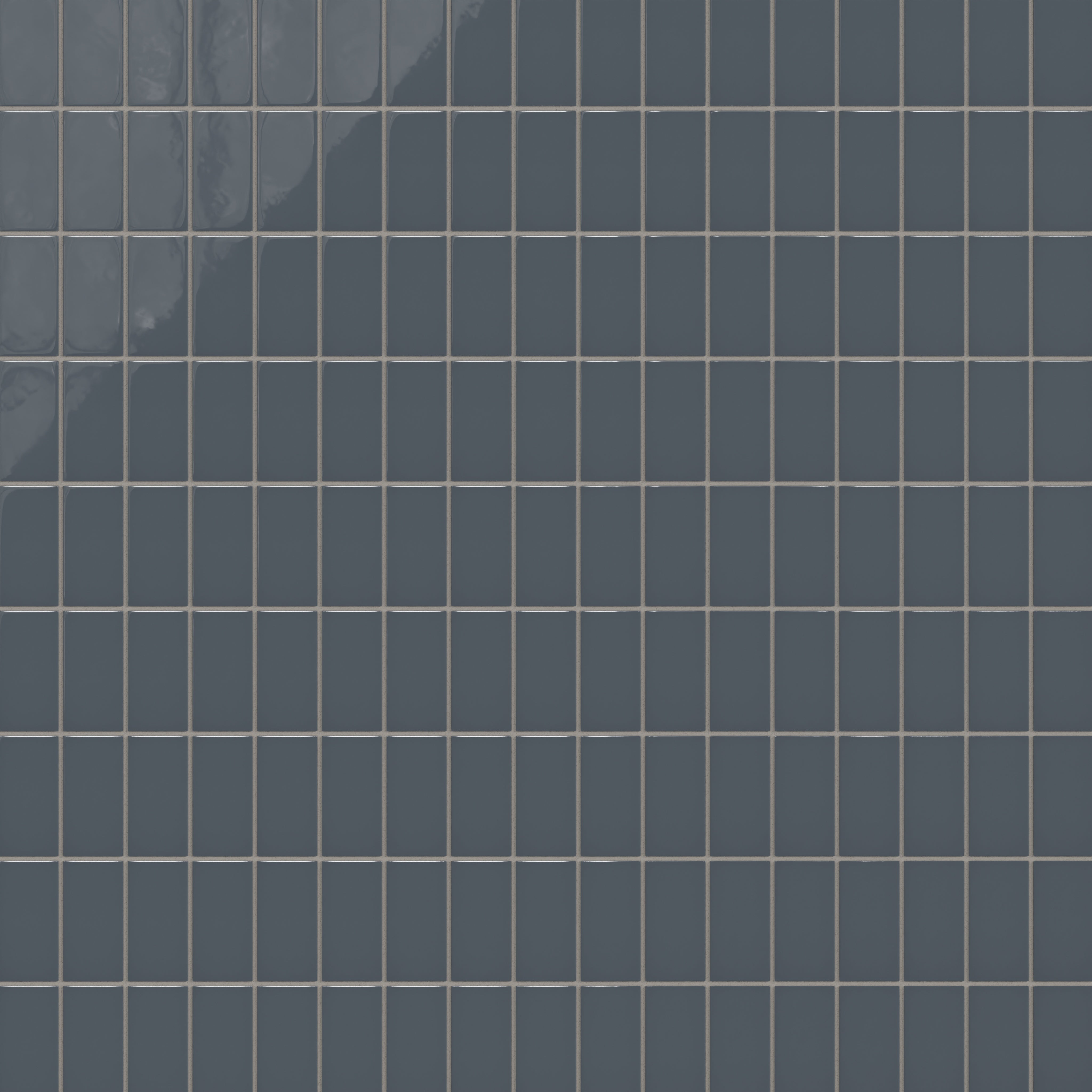 2x4 Straight Set Sheeted Natural Press Ceramic Mosaic Tile in Indigo Gloss