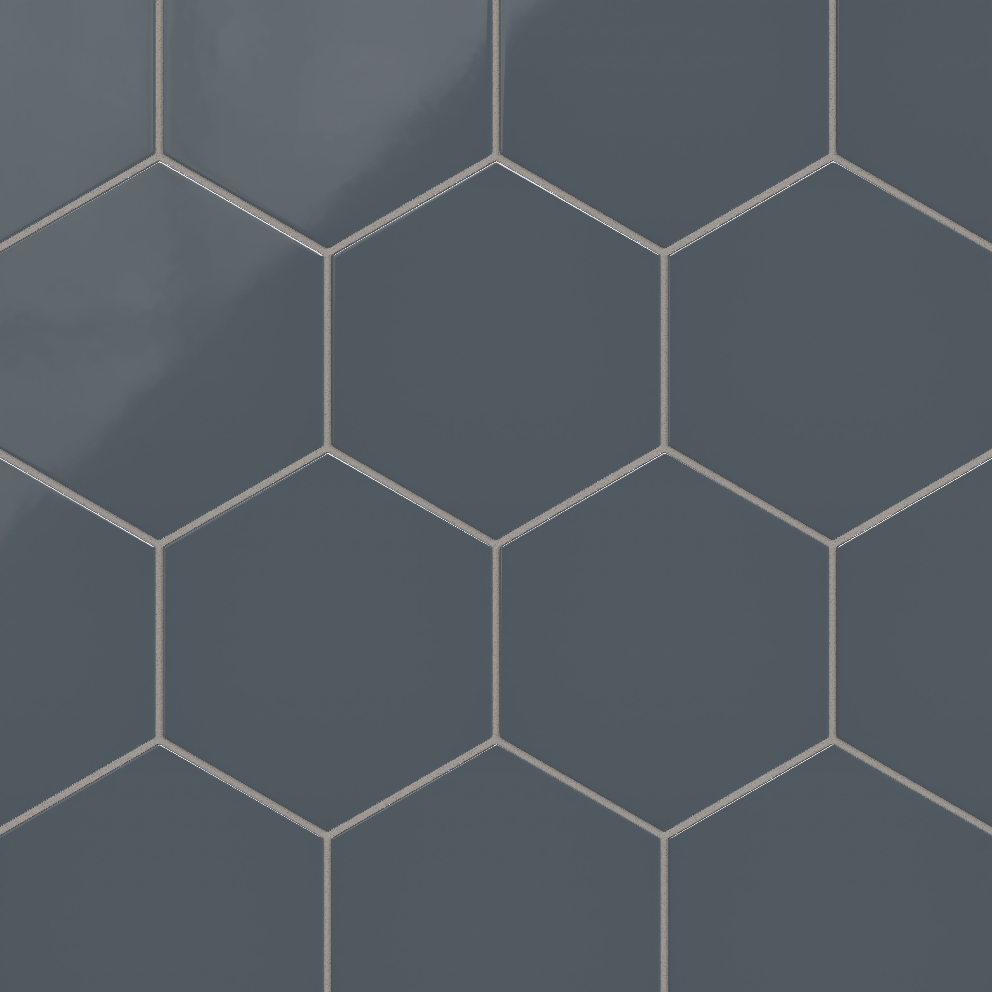 8" Hexagon Natural Press Ceramic Tile in Indigo Gloss