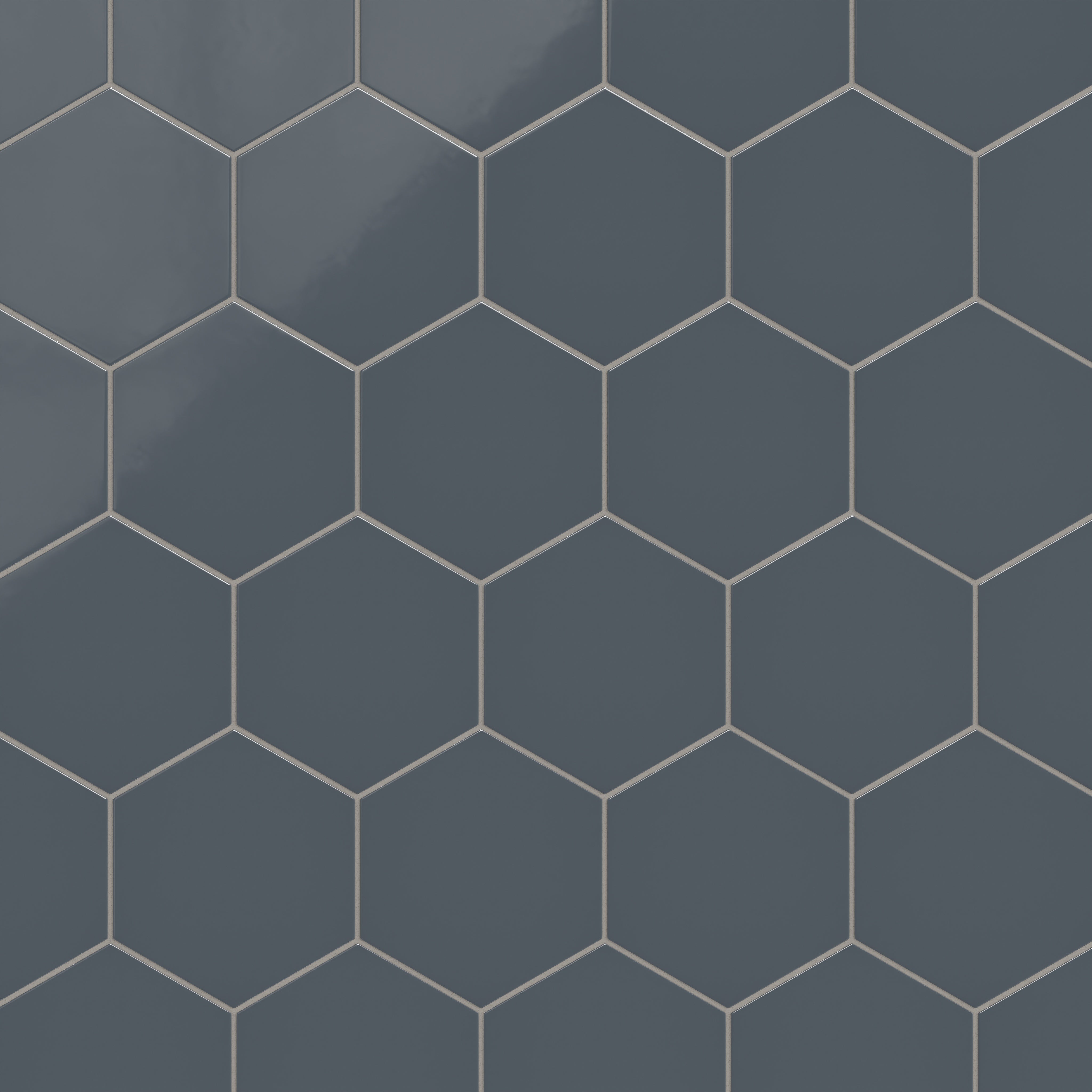 8" Hexagon Natural Press Ceramic Tile in Indigo Gloss