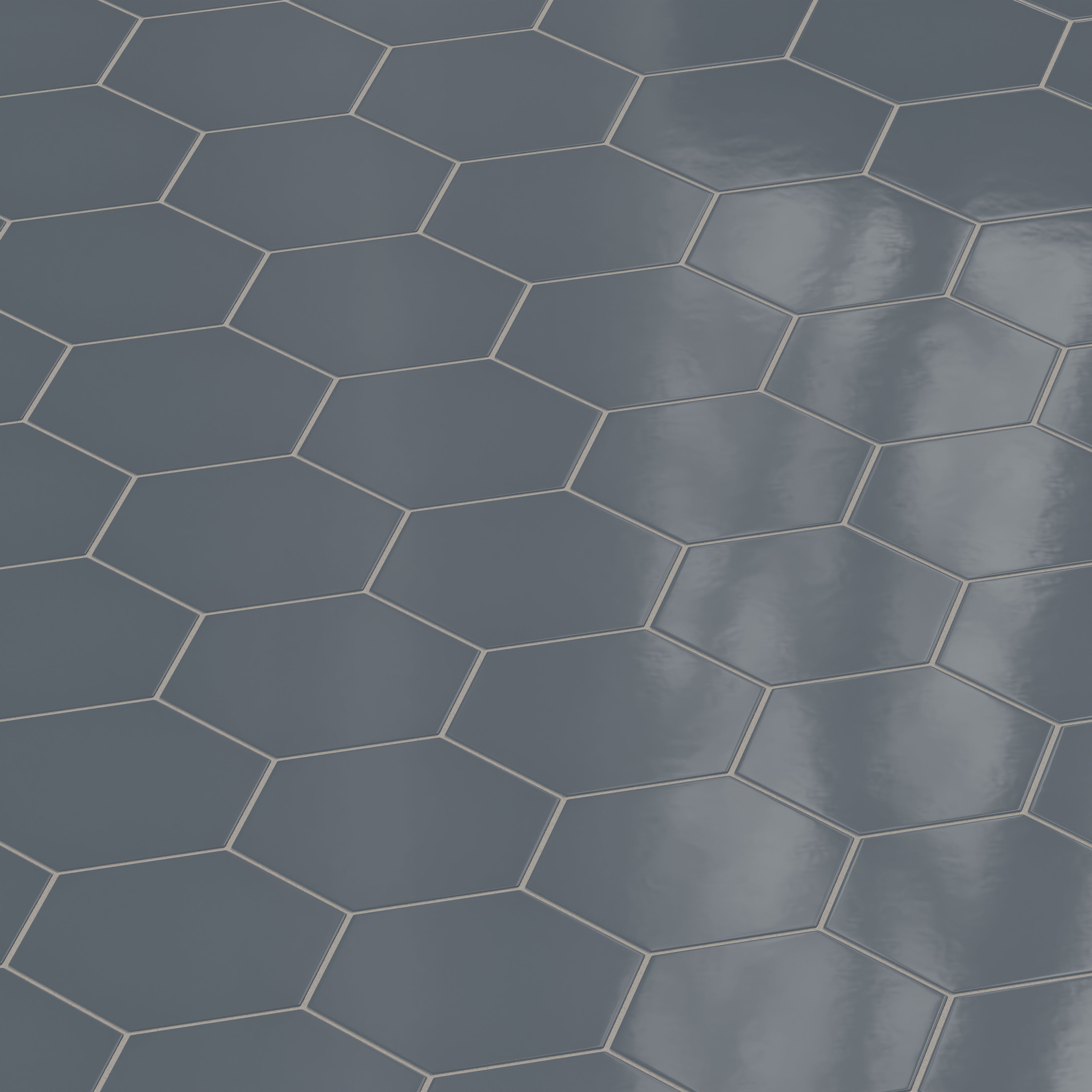 8" Hexagon Natural Press Ceramic Tile in Indigo Gloss