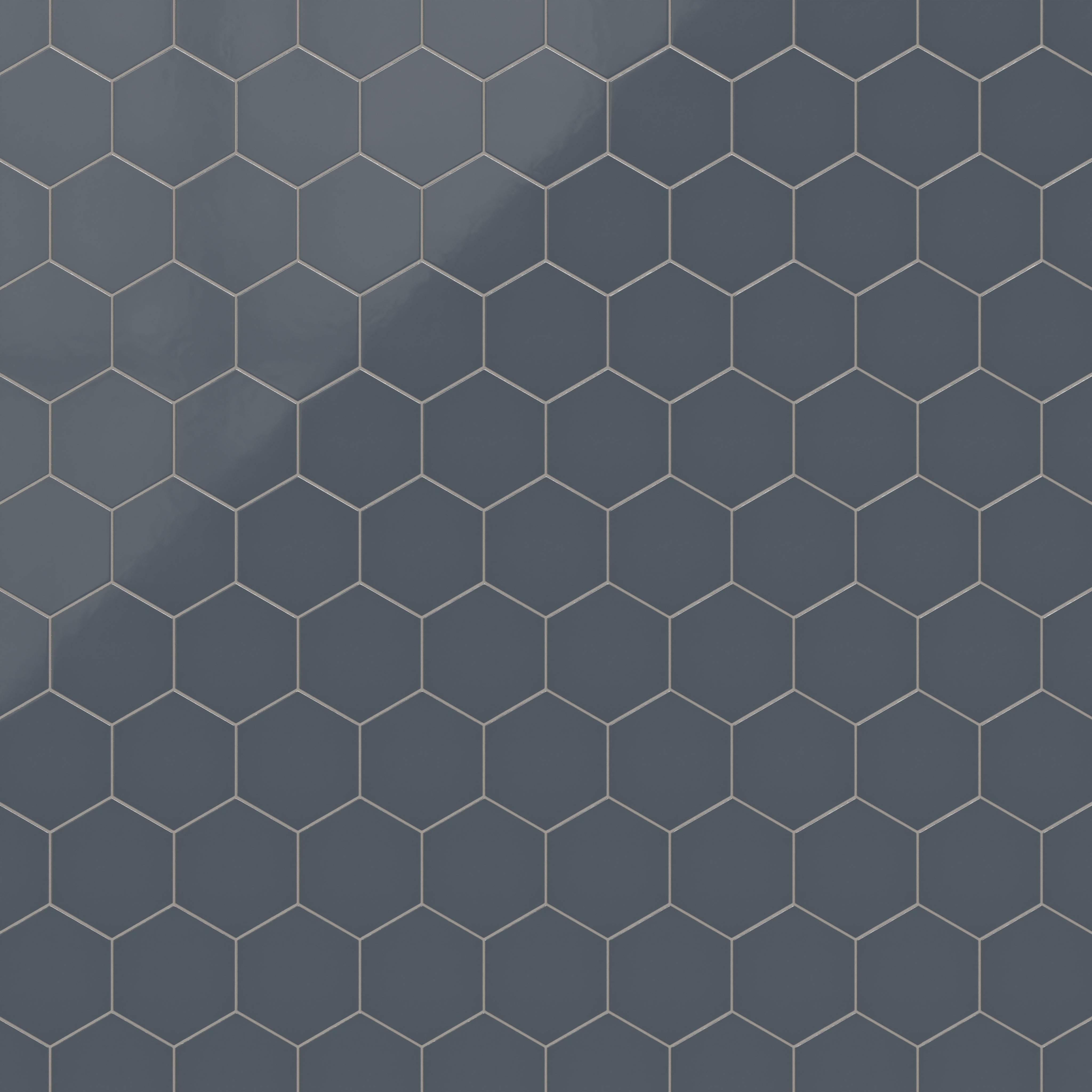 8" Hexagon Natural Press Ceramic Tile in Indigo Gloss