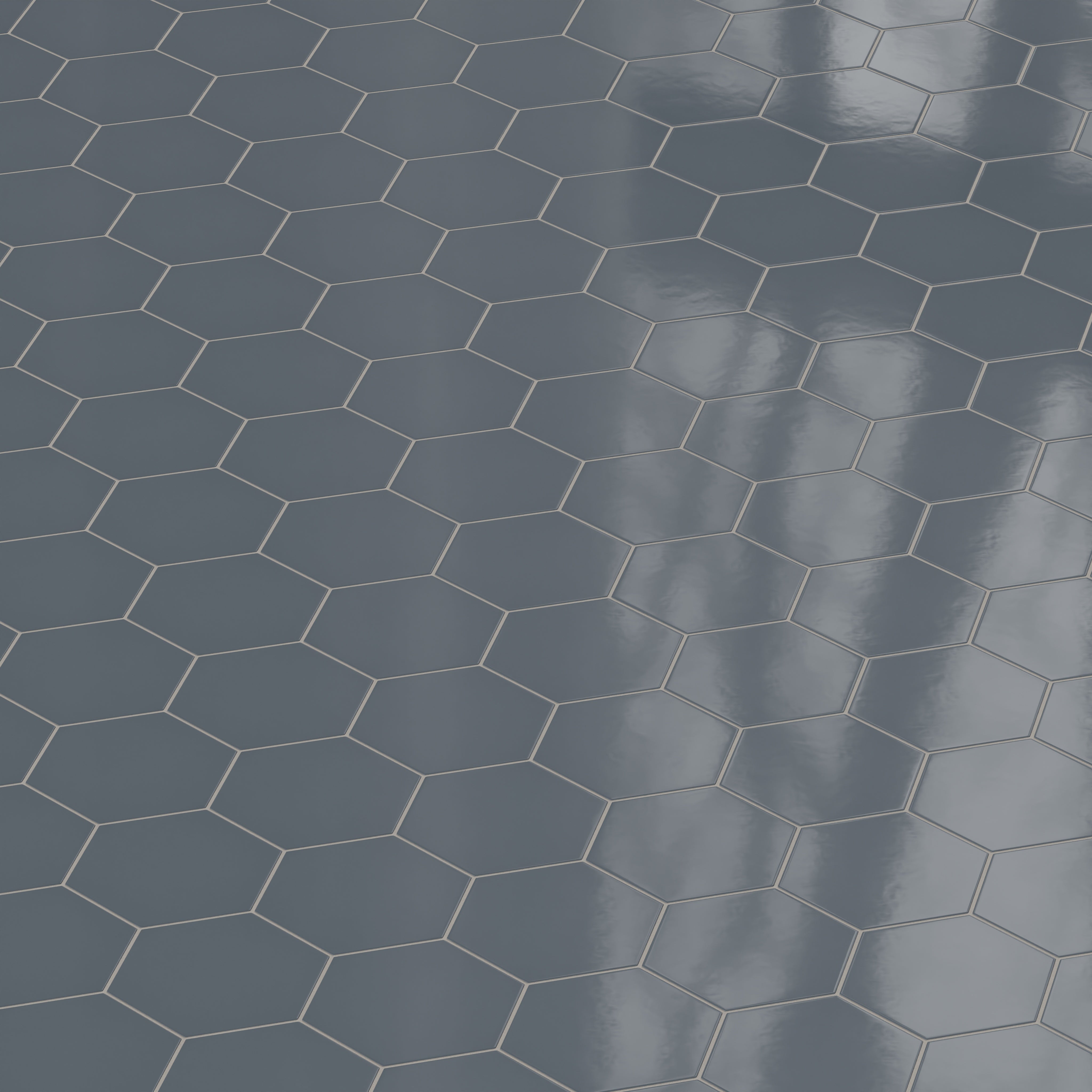 8" Hexagon Natural Press Ceramic Tile in Indigo Gloss