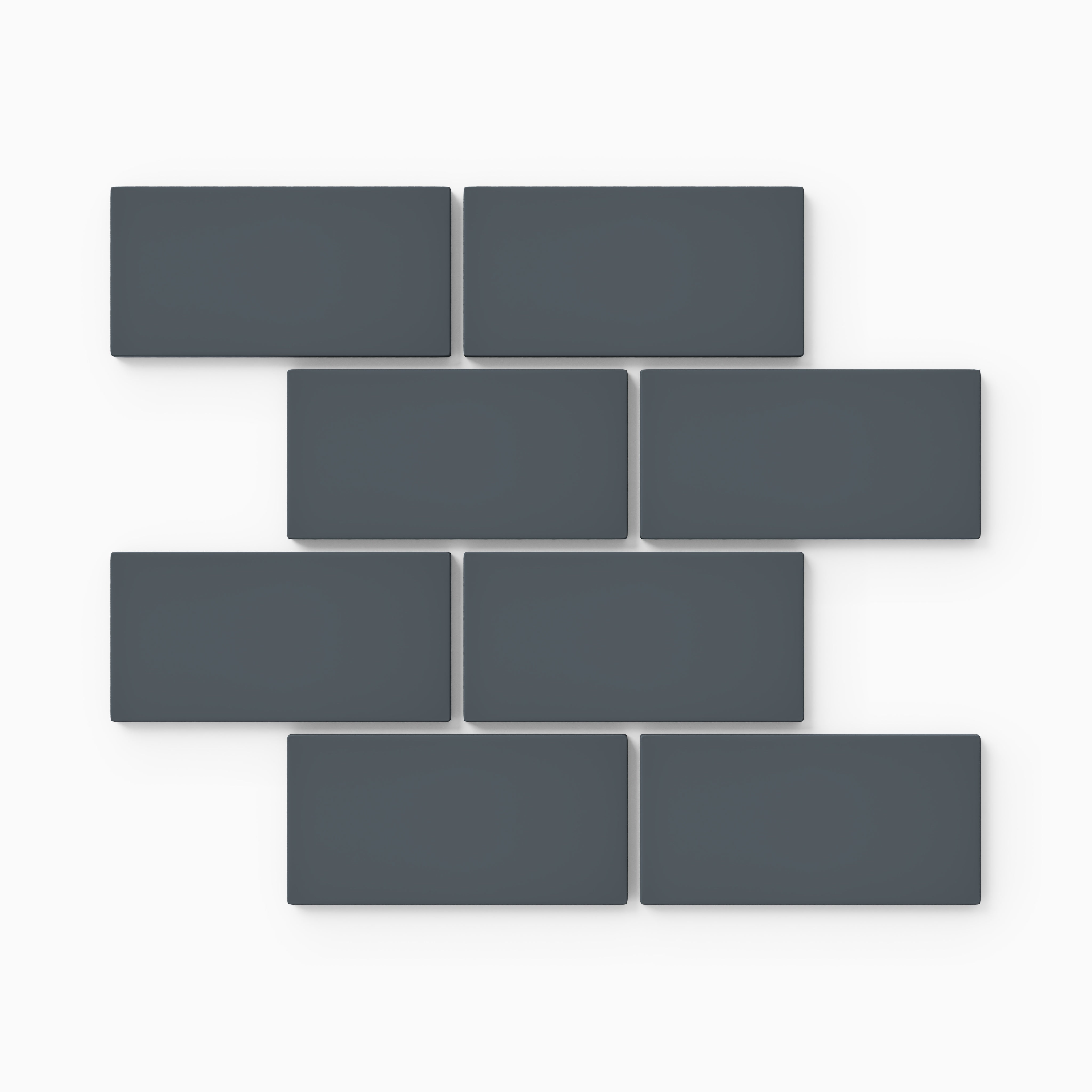 2x4 Half Offset Sheeted Natural Press Ceramic Mosaic Tile in Indigo Matte