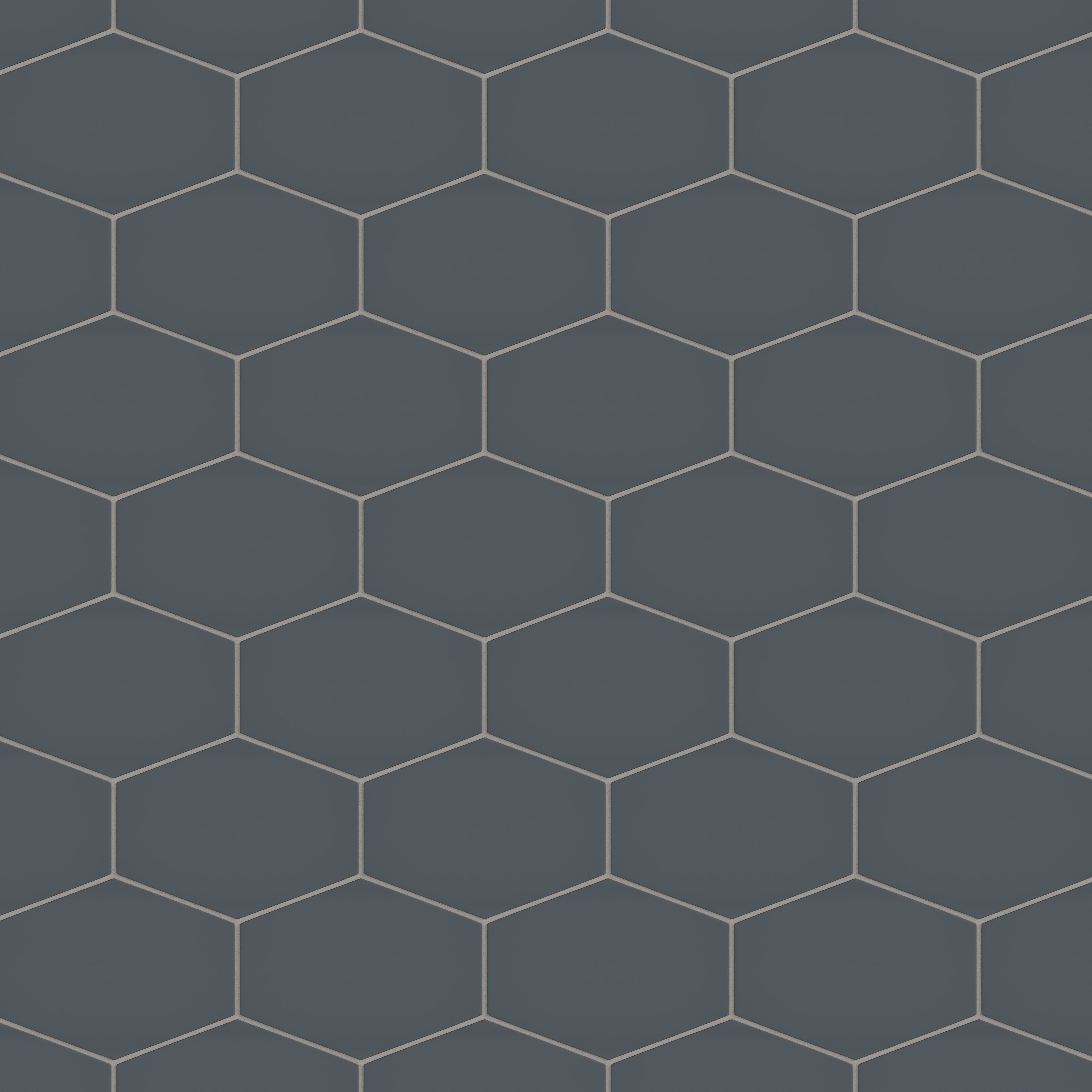 Elongated Hexagon Natural Press Ceramic Tile in Indigo Matte