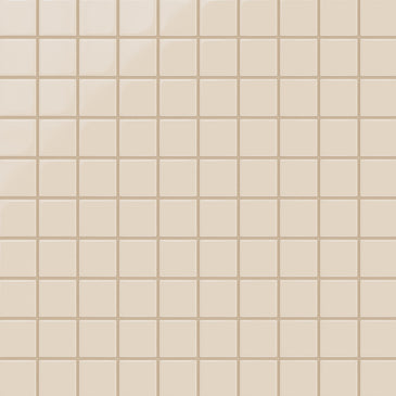 2x2 Straight Set Sheeted Original Ceramic Mosaic Tile in Ivory Gloss