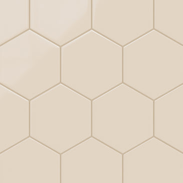 8" Hexagon Original Ceramic Tile in Ivory Gloss