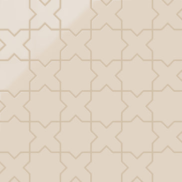 Mini Star & Cross Original Ceramic Tile in Ivory Gloss