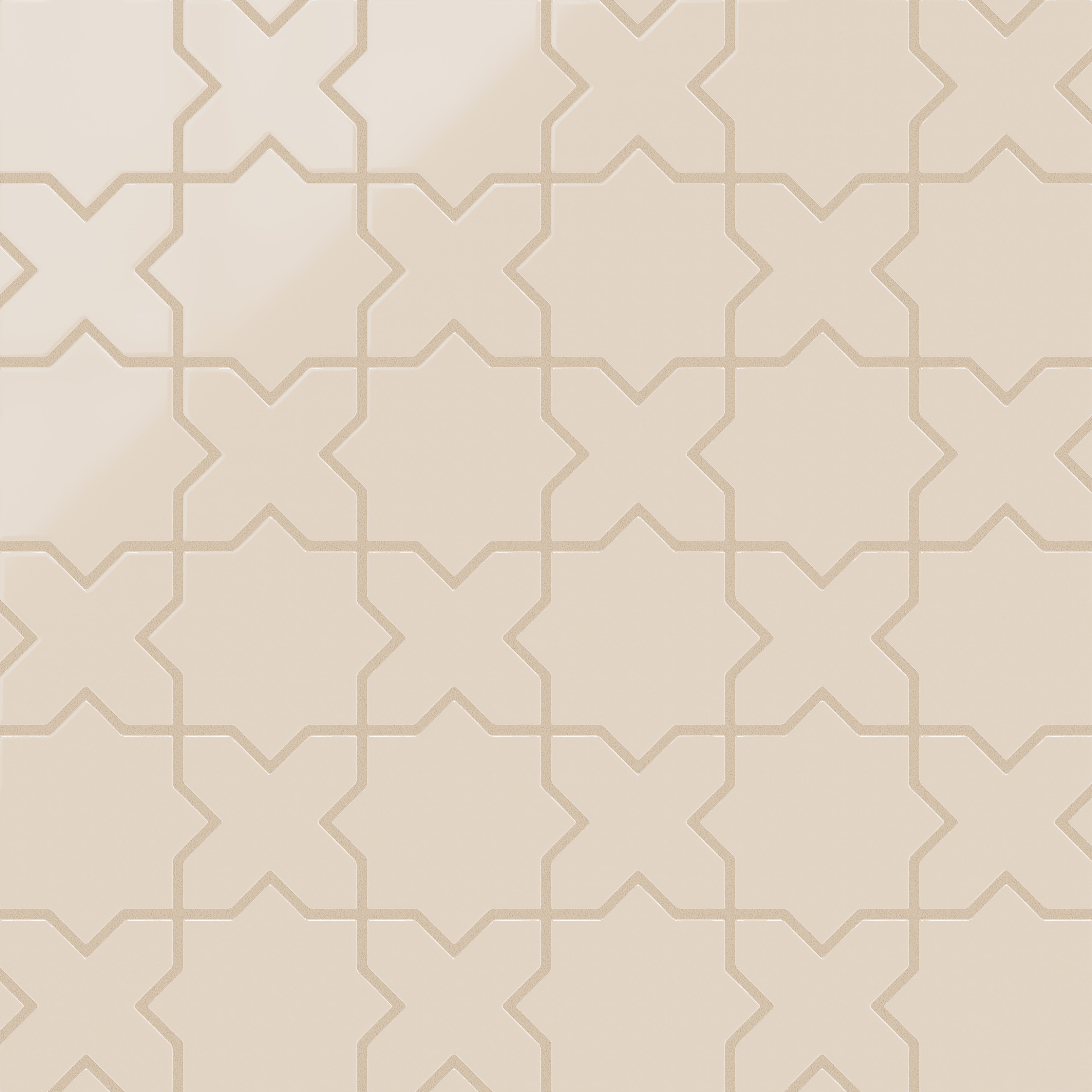Mini Star & Cross Original Ceramic Tile in Ivory Gloss