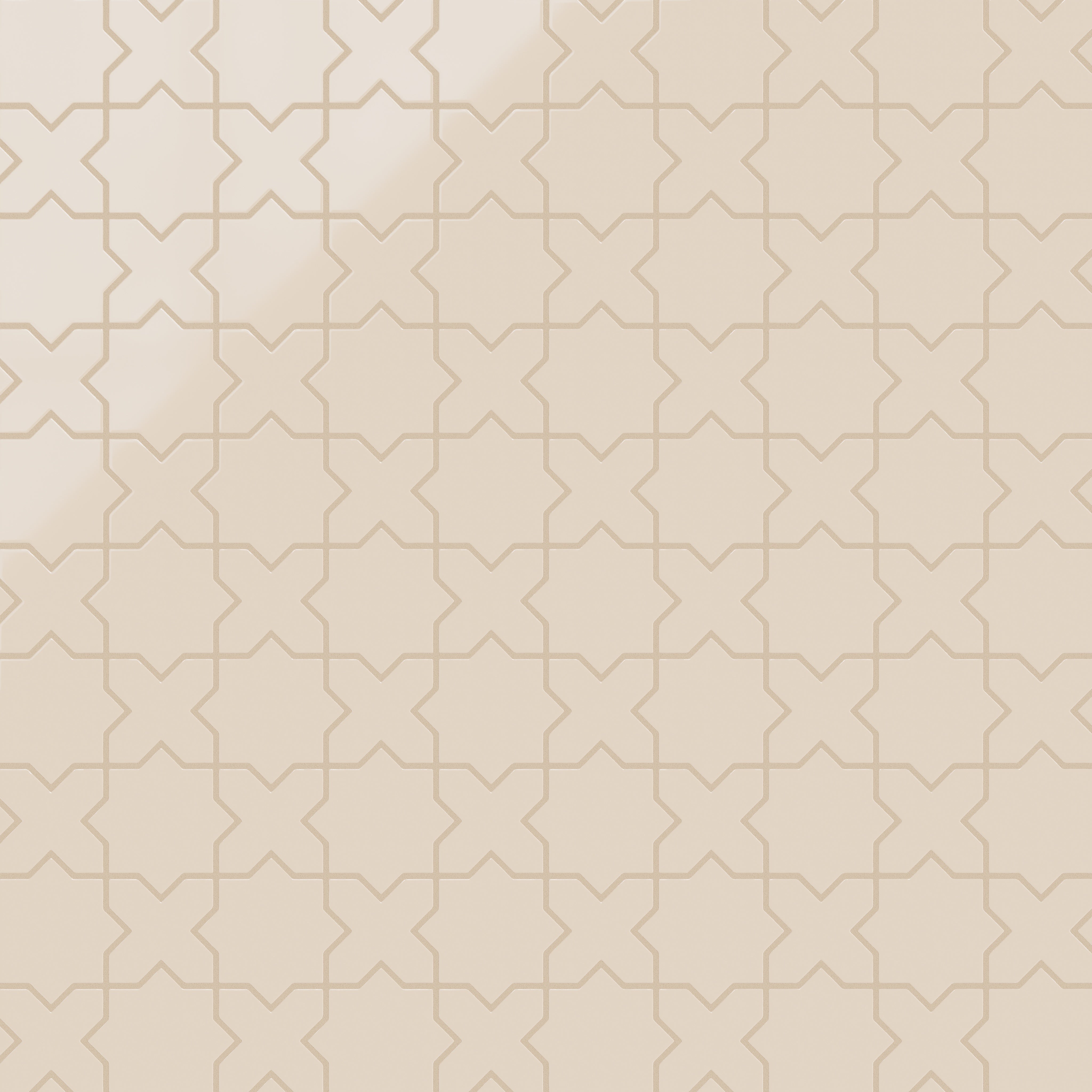 Mini Star & Cross Original Ceramic Tile in Ivory Gloss