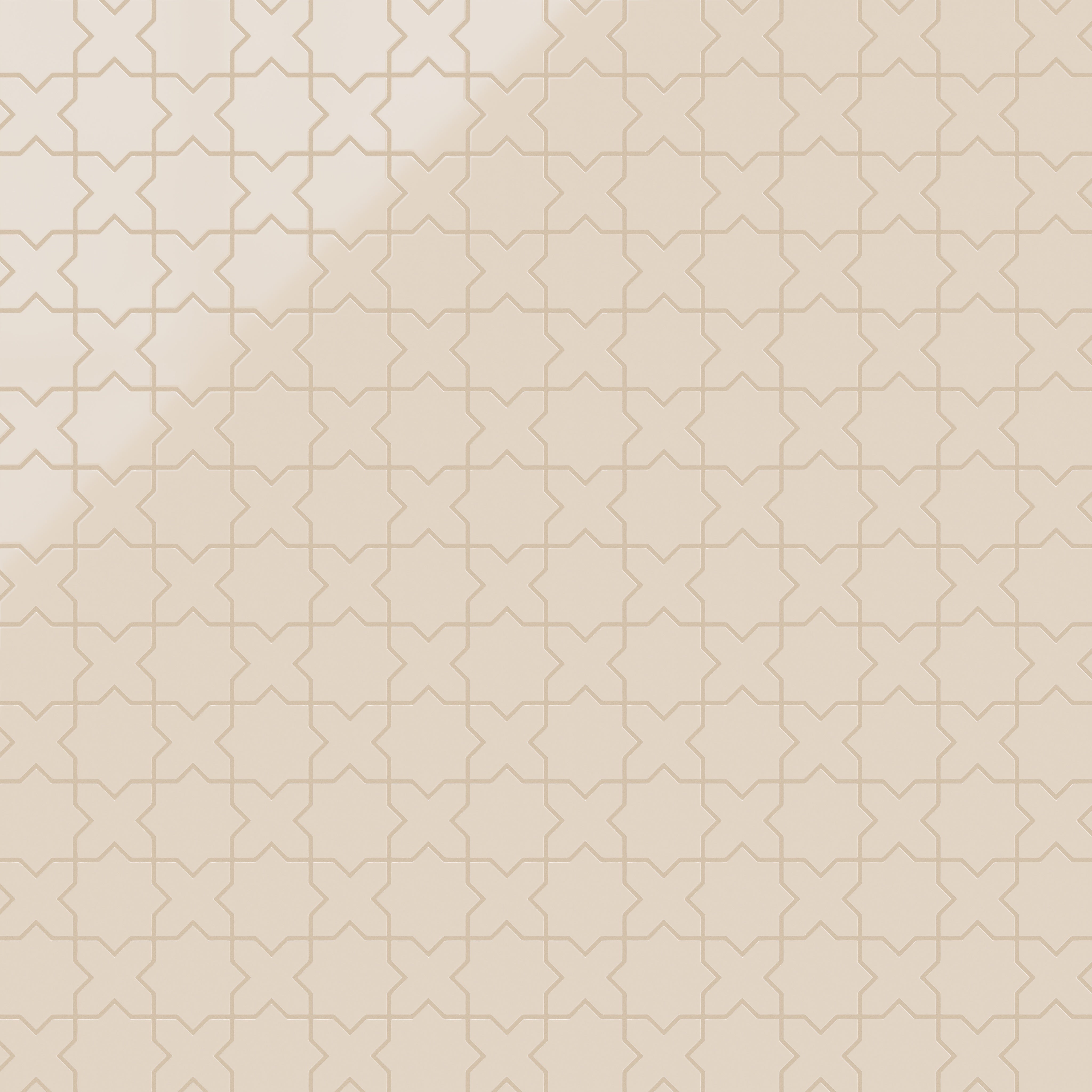 Mini Star & Cross Original Ceramic Tile in Ivory Gloss