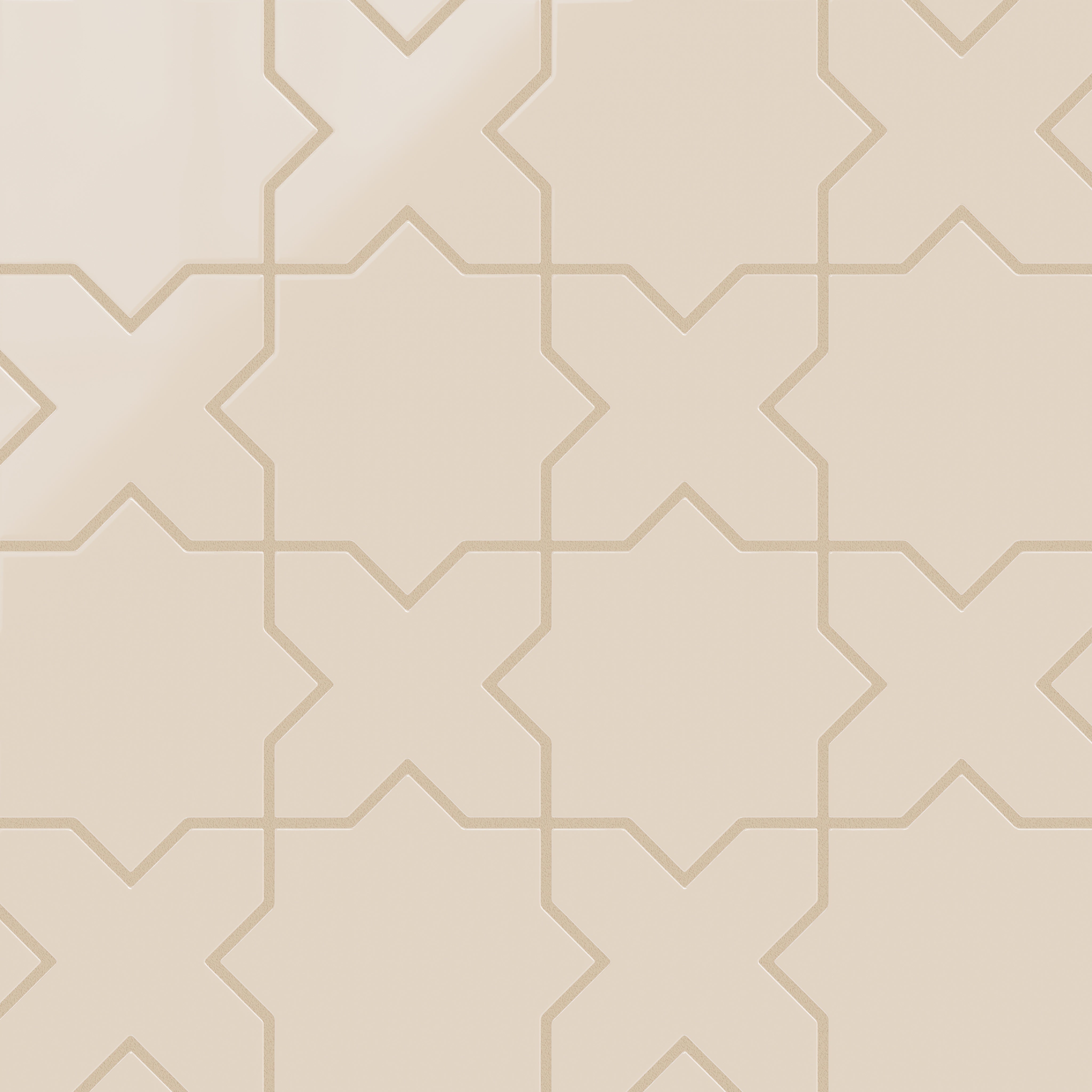 Star & Cross Original Ceramic Tile in Ivory Gloss