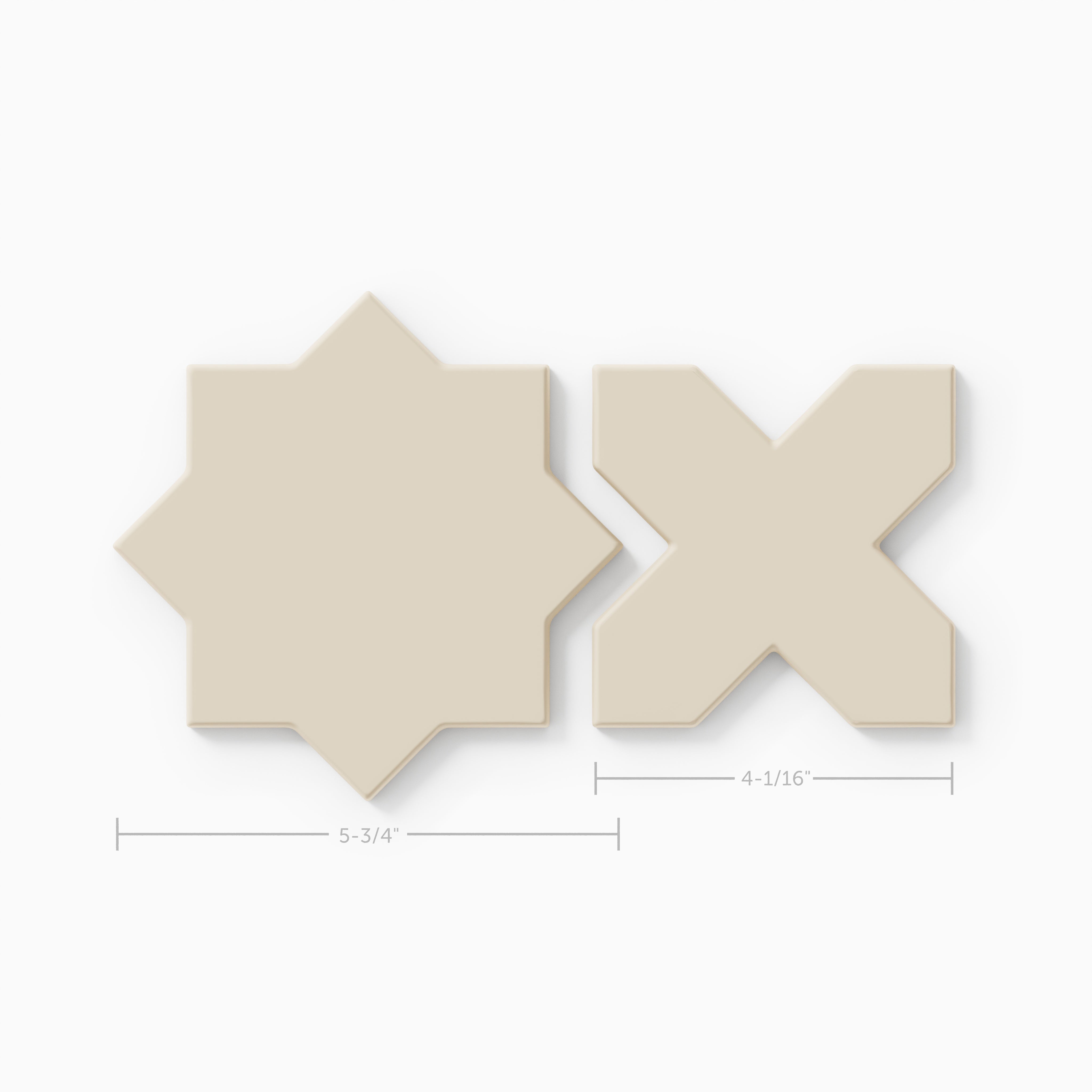 Mini Star & Cross Original Ceramic Tile in Ivory Matte