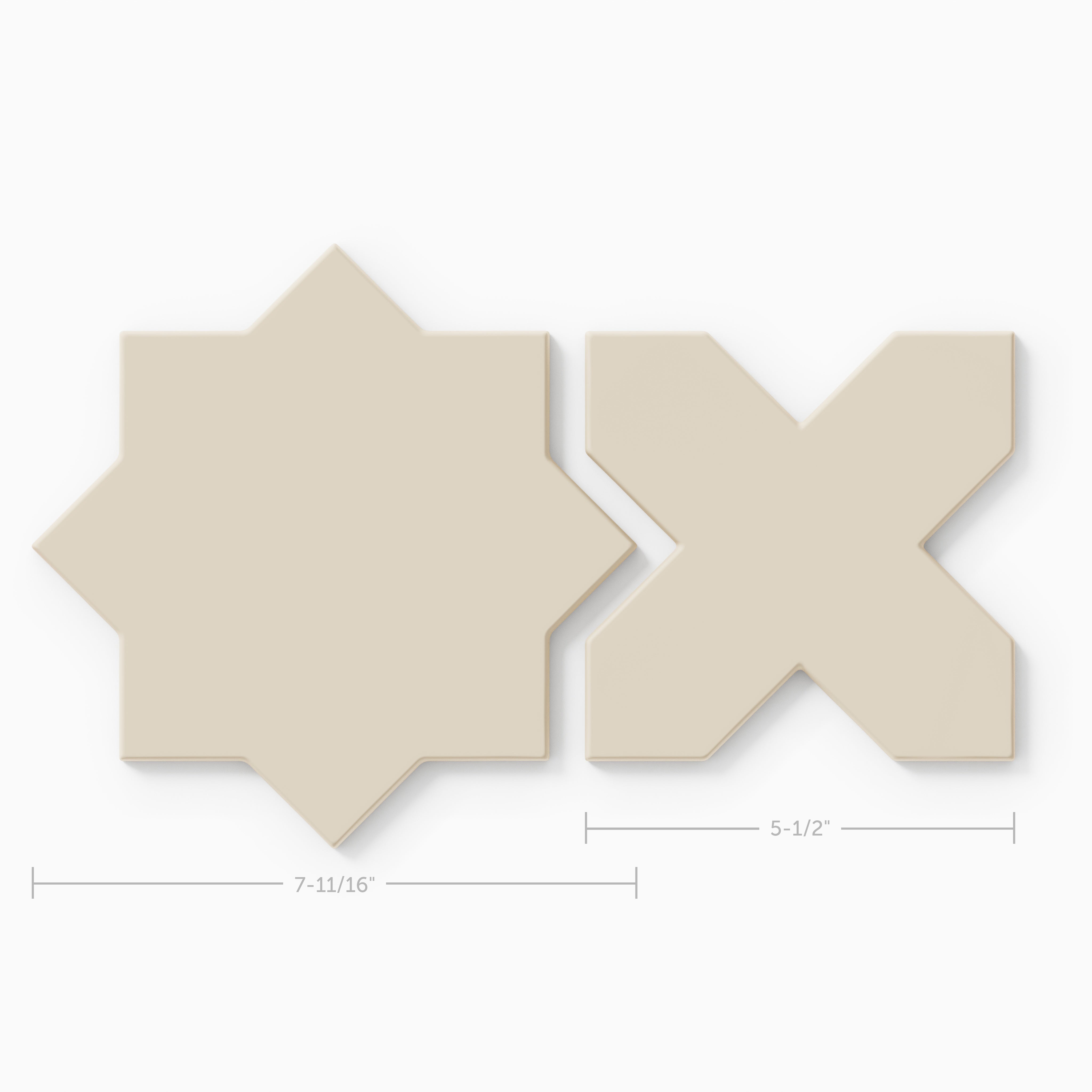 Star & Cross Original Ceramic Tile in Ivory Matte