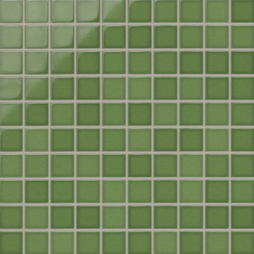2x2 Straight Set Sheeted Original Ceramic Mosaic Tile in Kelp Gloss