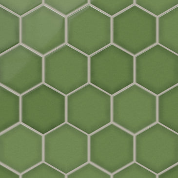 6" Hexagon Original Ceramic Tile in Kelp Gloss